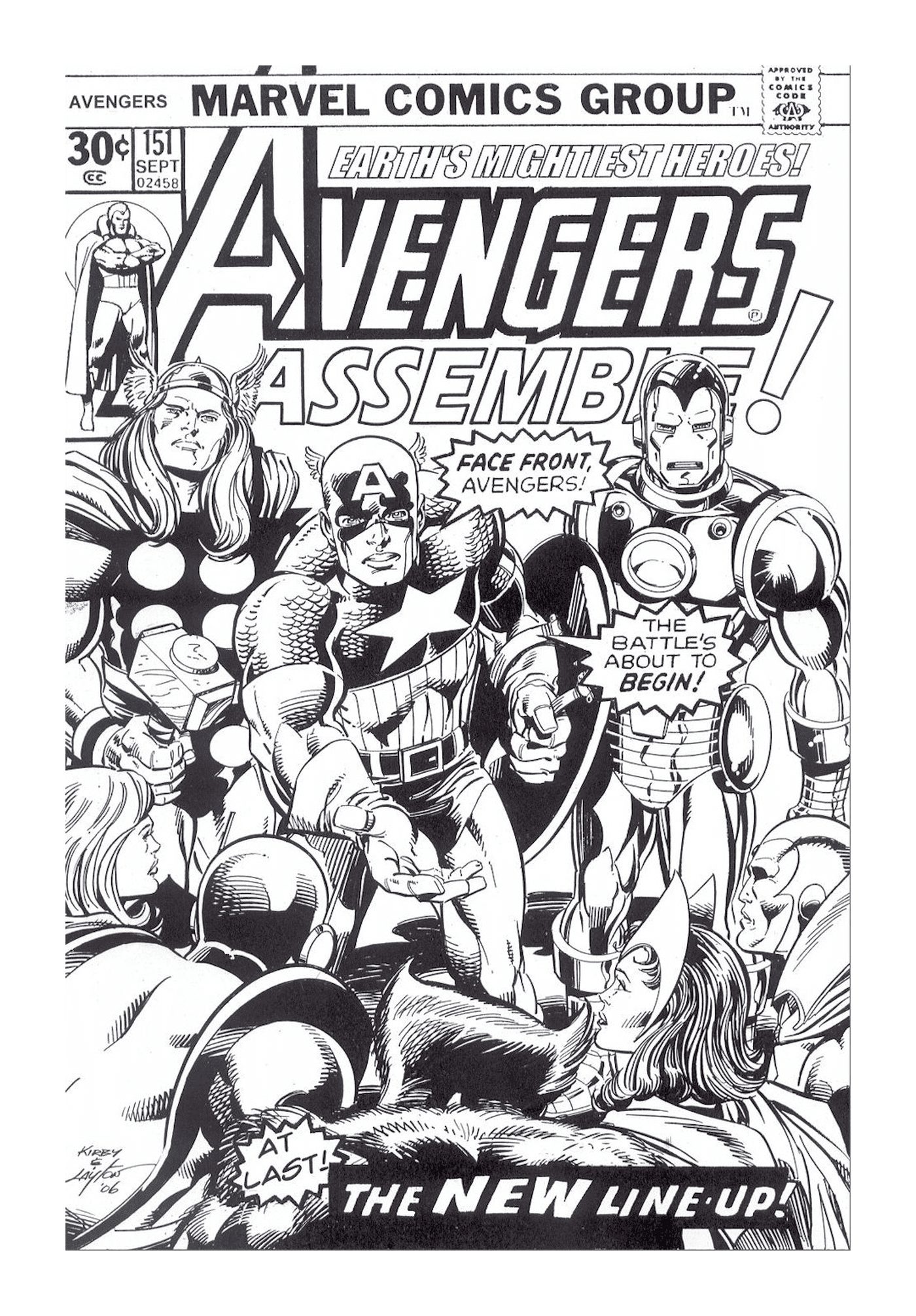   Une couverture de comics Marvel avec un groupe de super-héros 