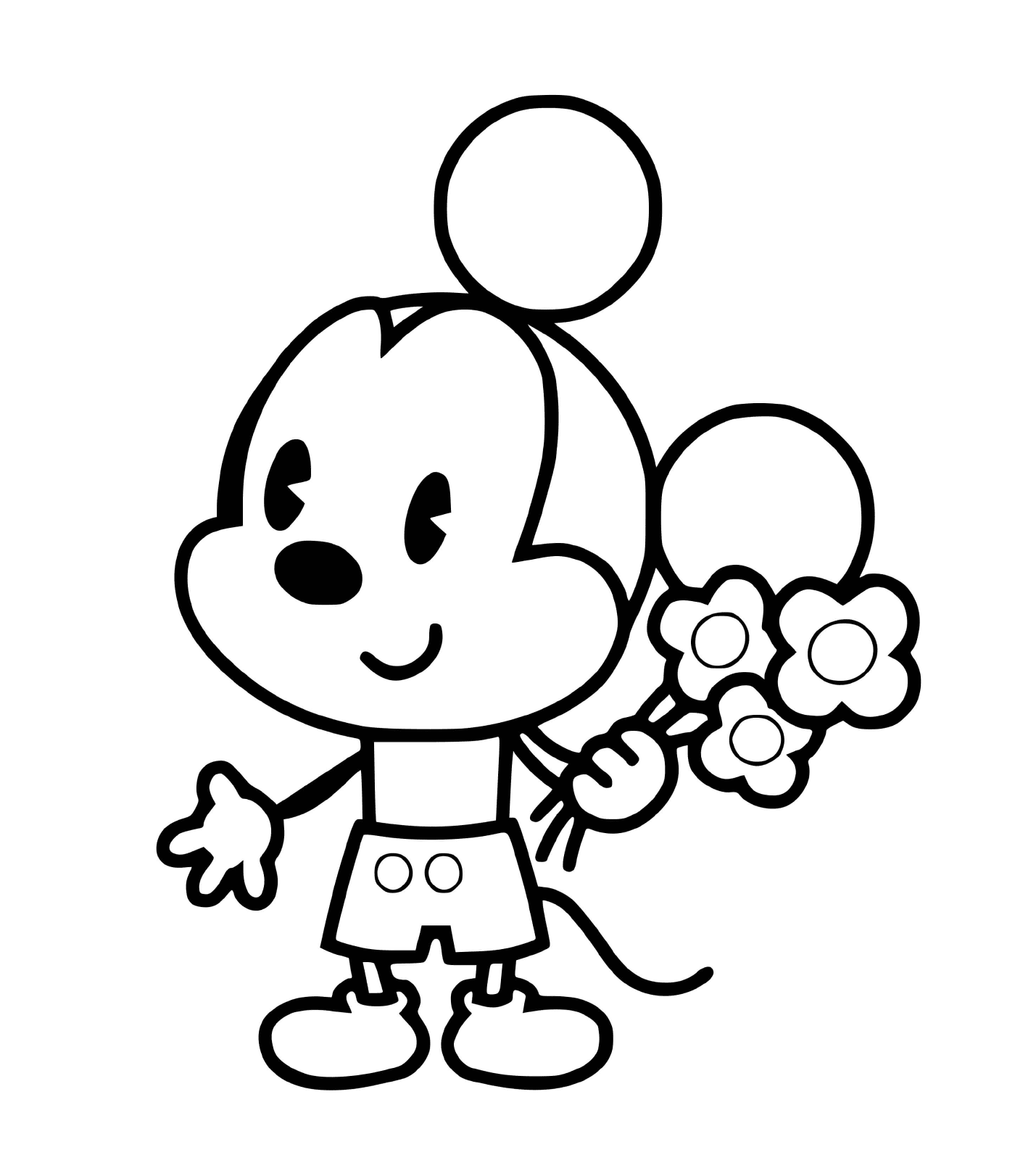   Mickey Mouse bébé avec des fleurs 