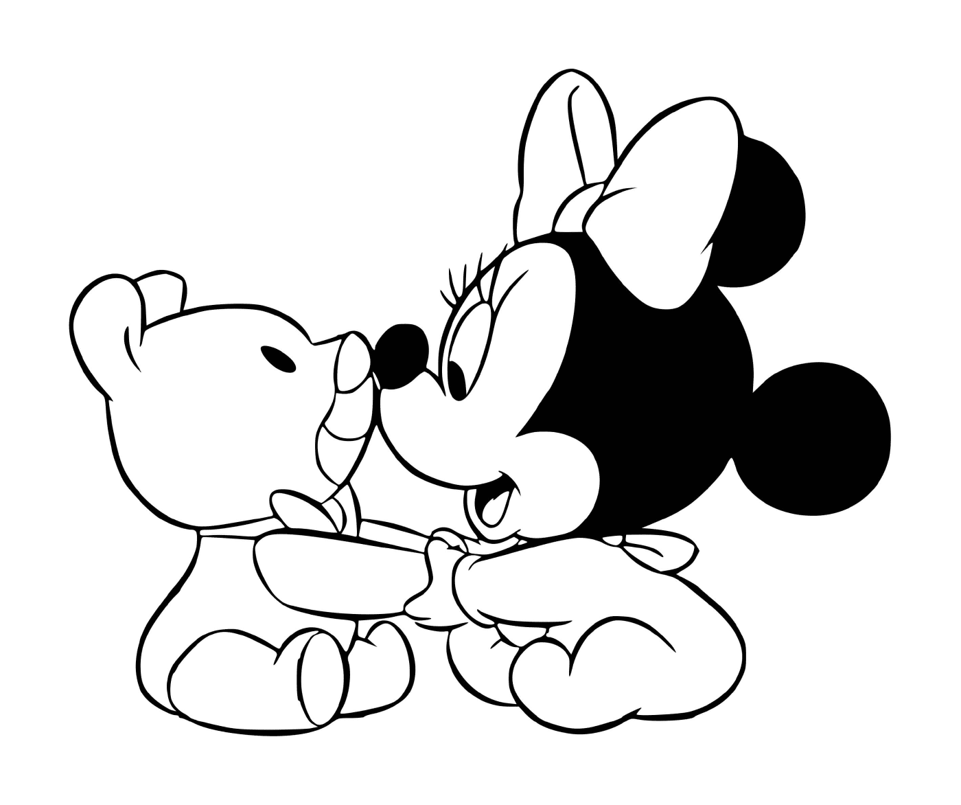   Minnie Mouse bébé et son nounours 
