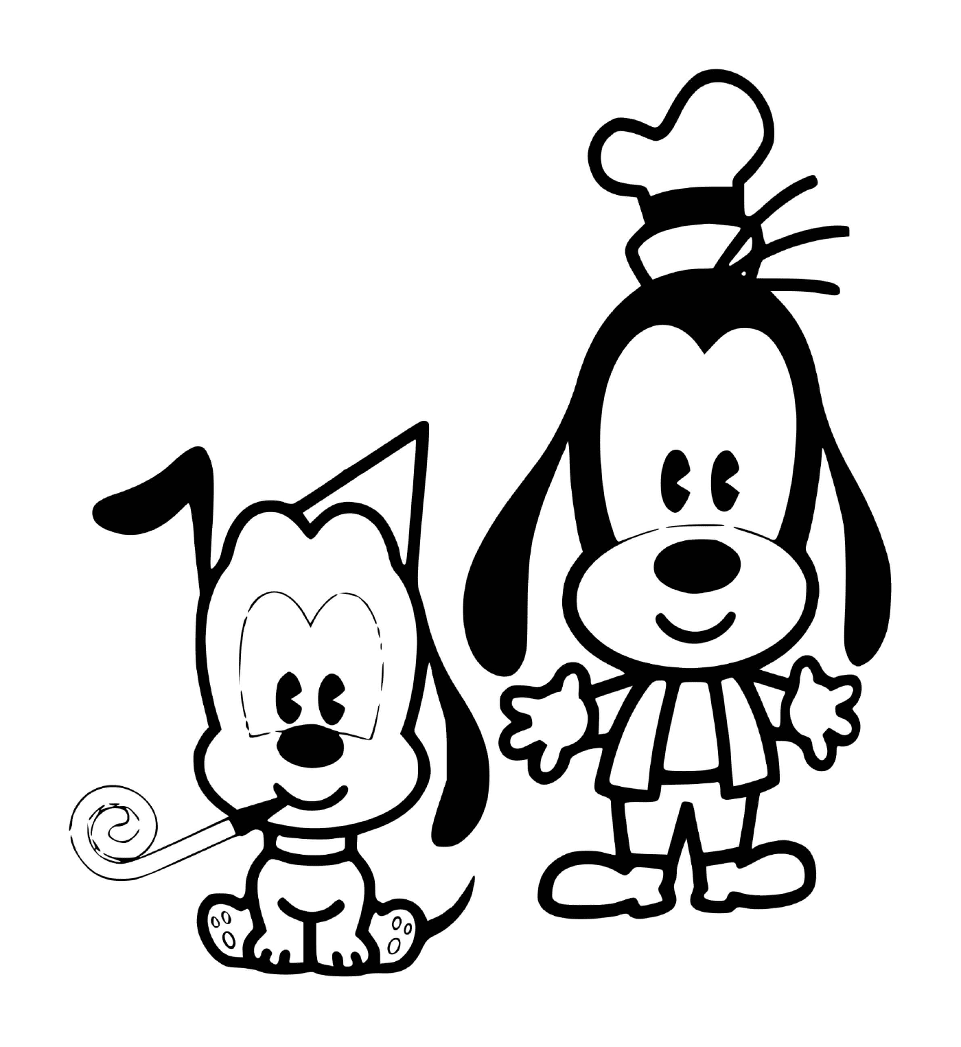   Dingo et Pluto bébé pour un anniversaire 