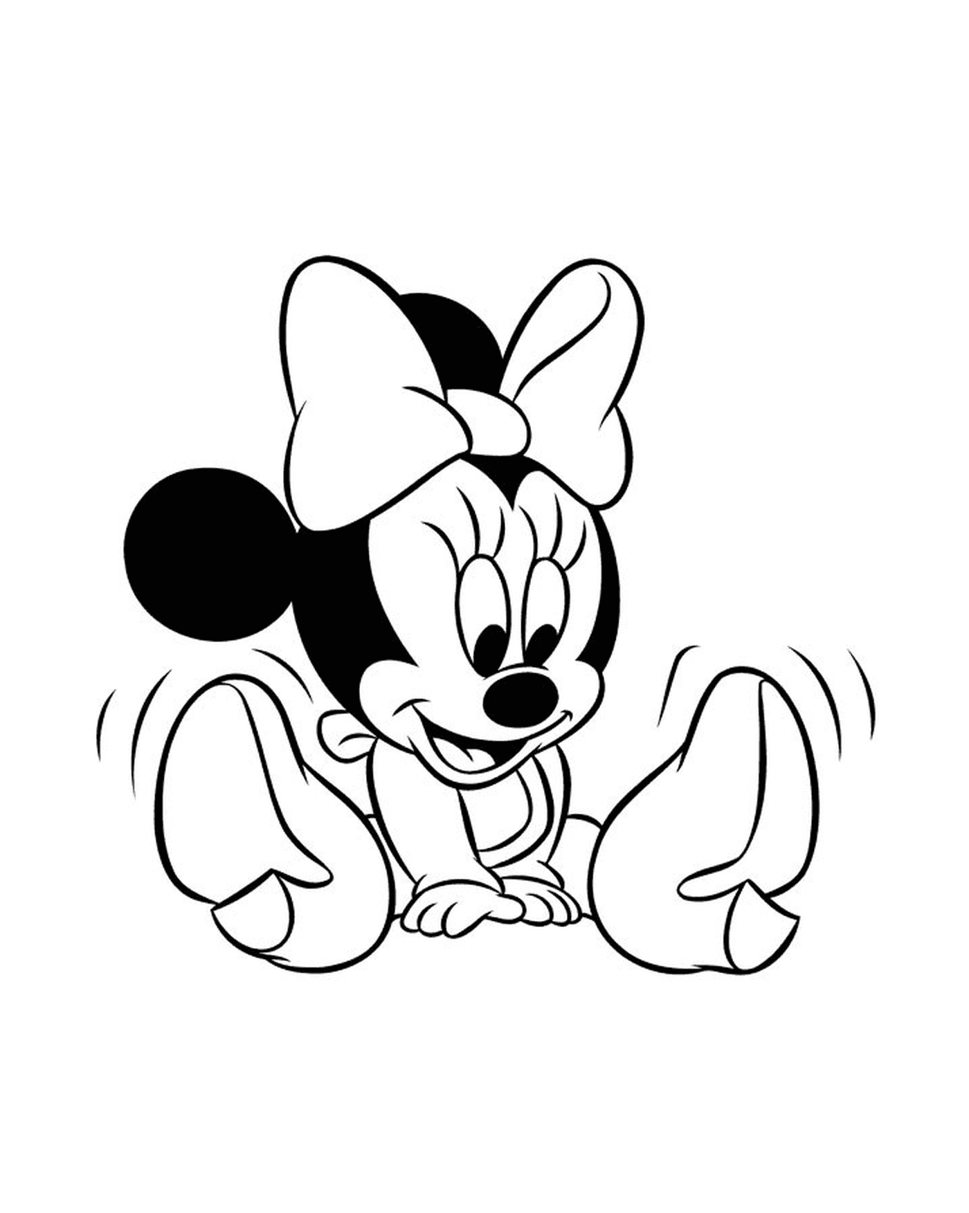   Minnie Mouse bébé assise par terre, les jambes croisées 