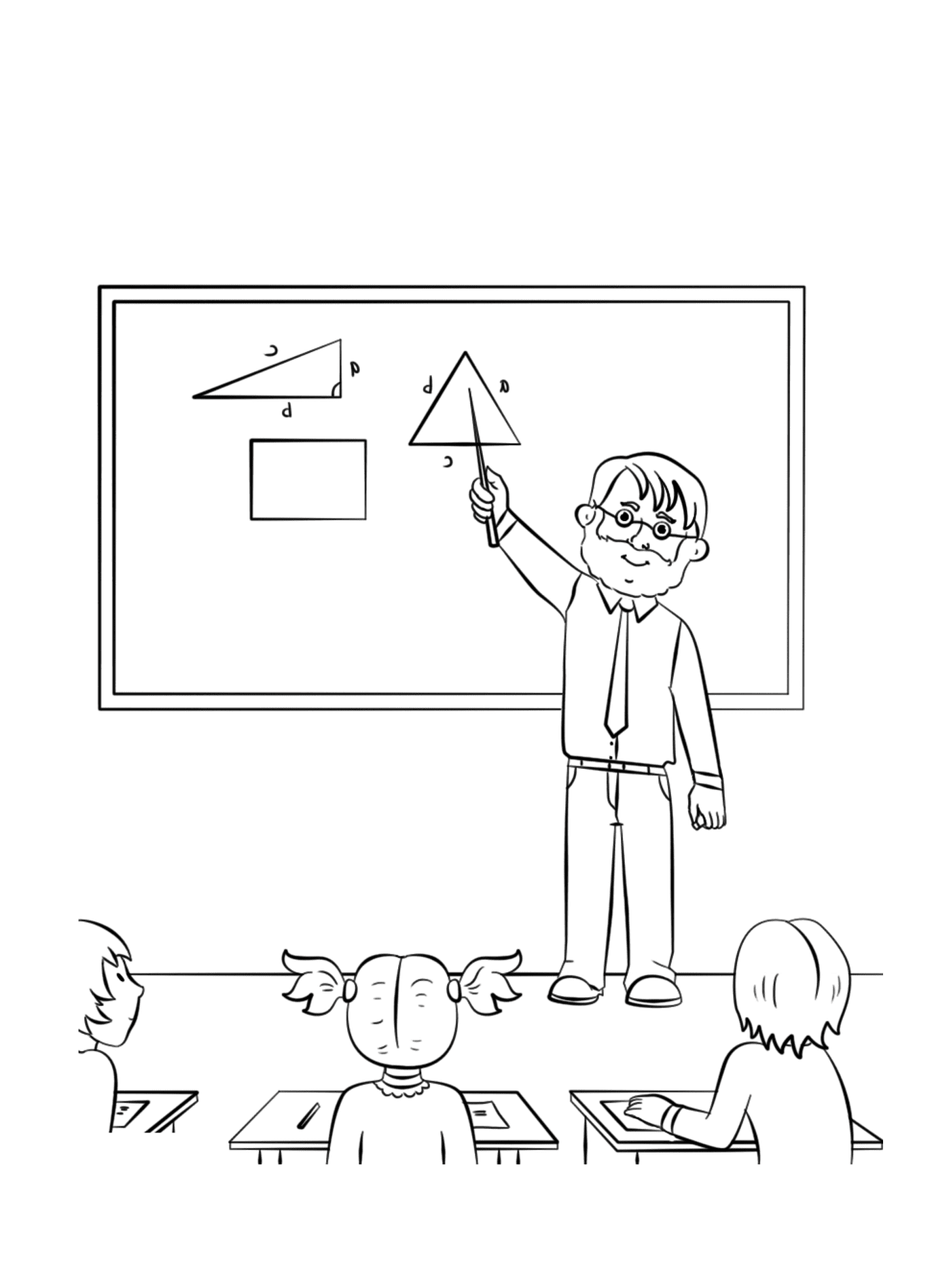   Enseignant pointant un triangle 