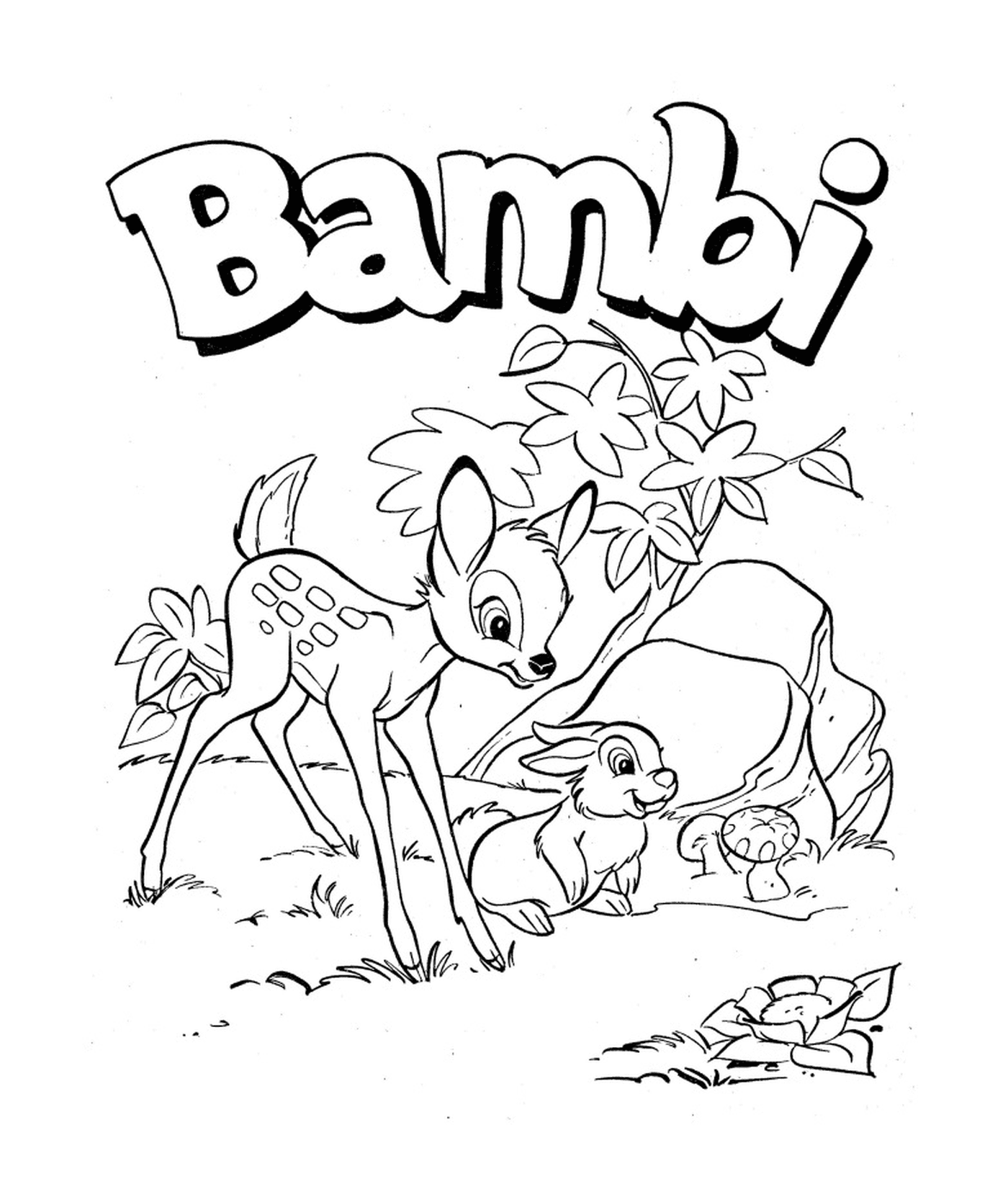   un bambi et un lapin 
