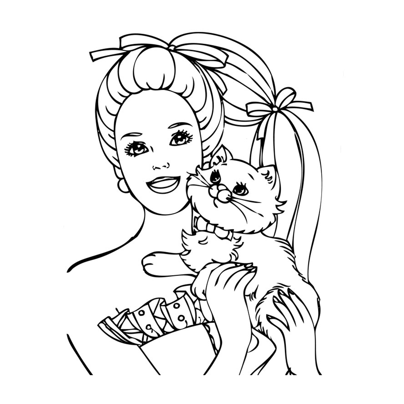   Barbie mousquetaire avec une femme tenant un chat 