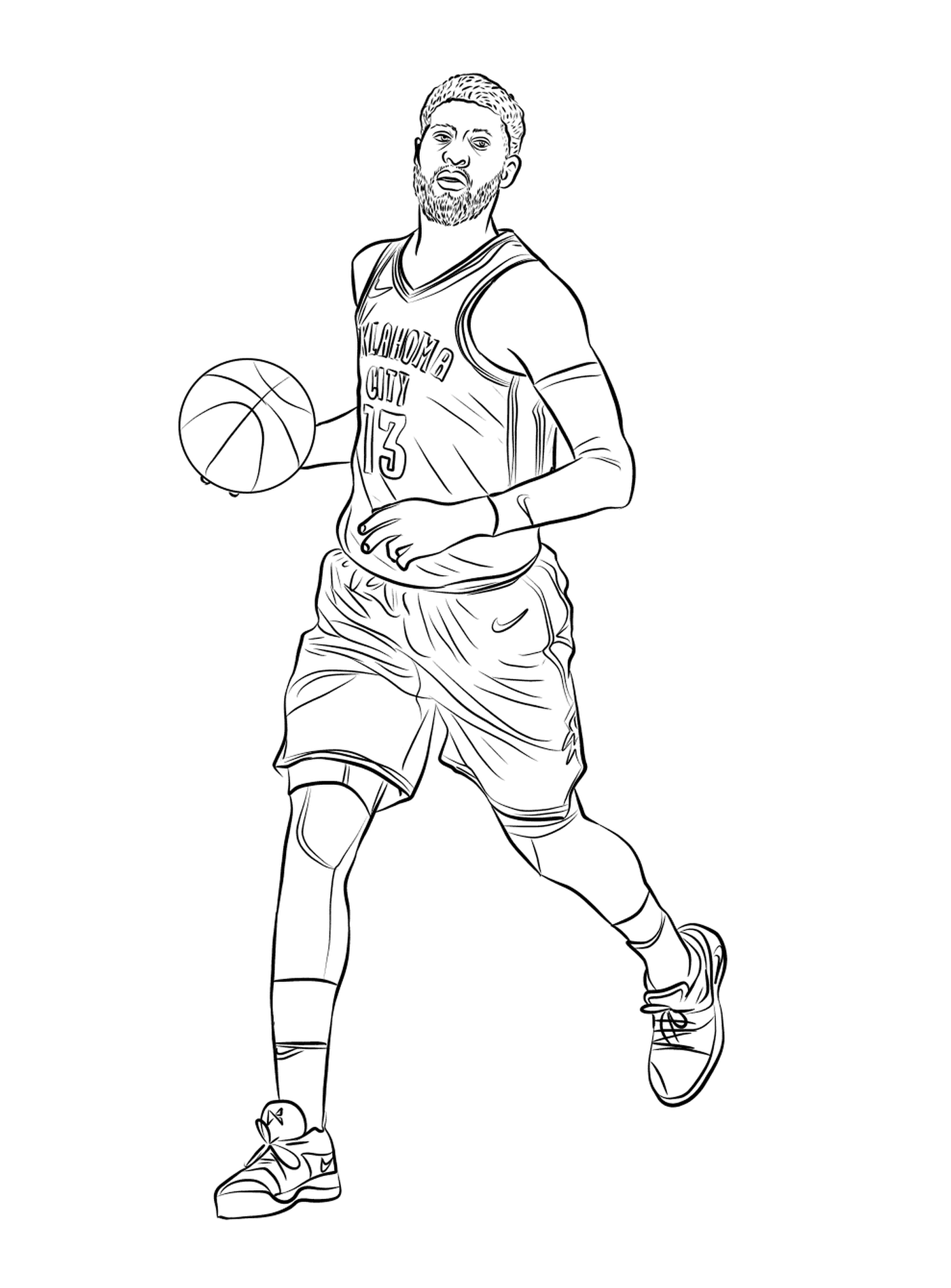   Un homme tenant un ballon de basket dans sa main 