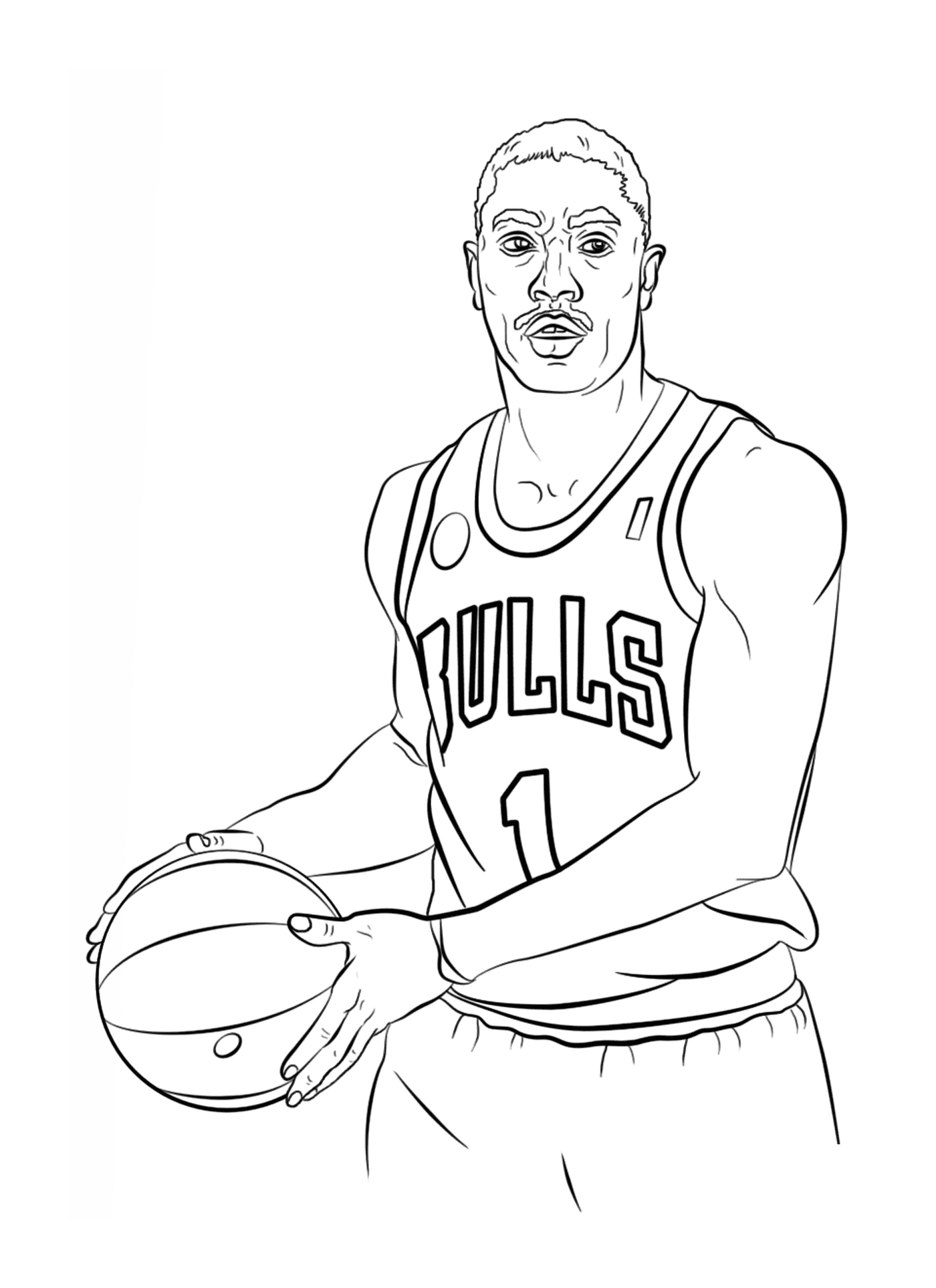   Derrick Rose tient un ballon de basketball 