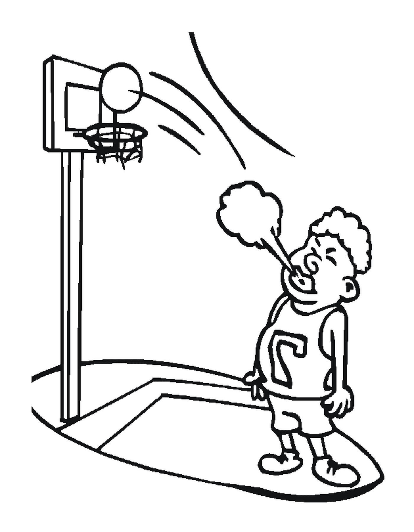   Un joueur de basketball souffle 
