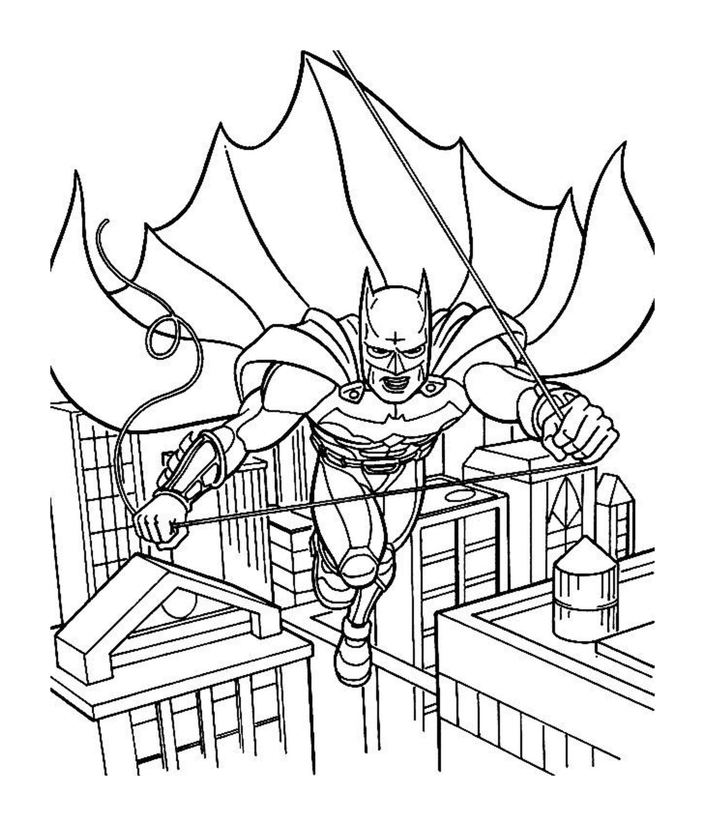   Batman en train de voler dans les airs 