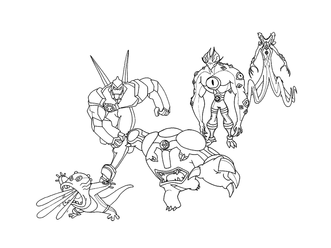   Plusieurs personnages de dessin animé dessinés 