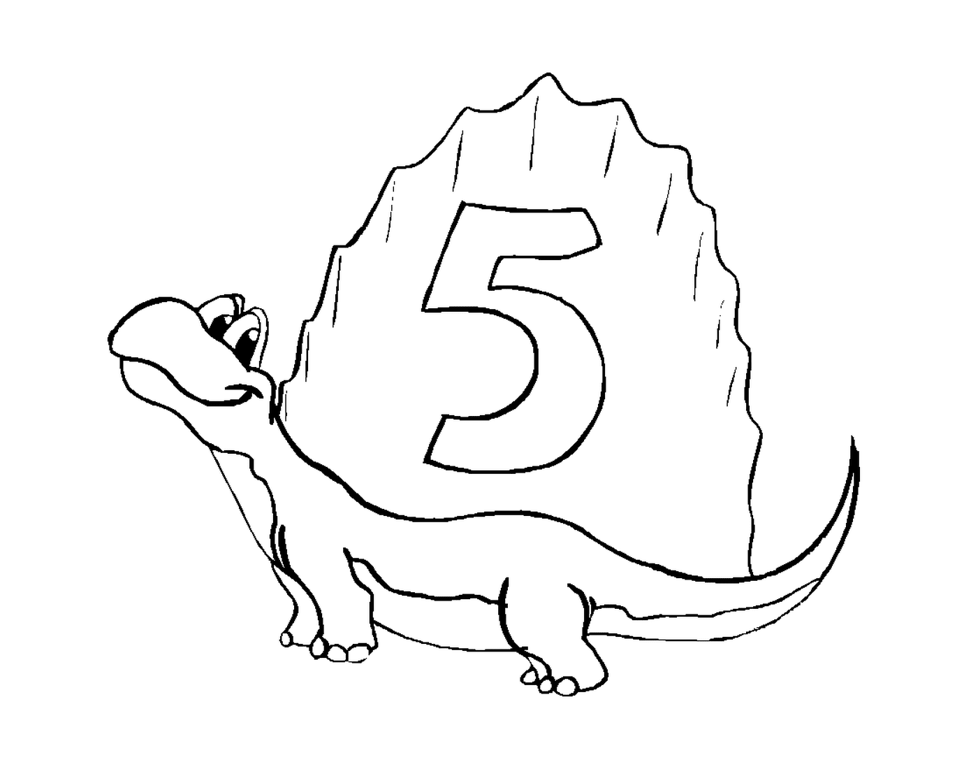   Dinosaure avec le chiffre cinq dessus 