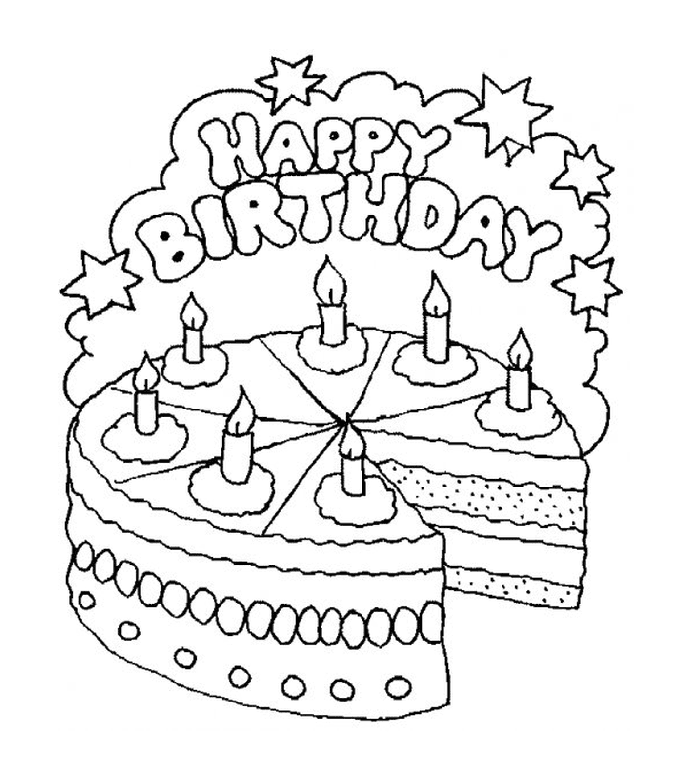   Un gâteau d'anniversaire avec six bougies 
