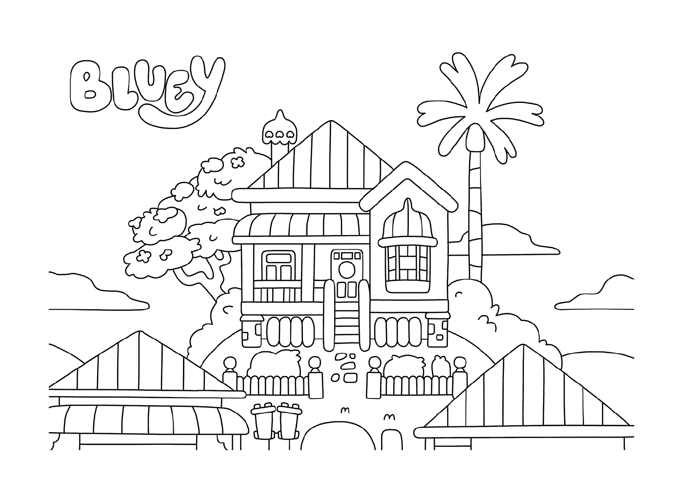   Une maison avec un palmier en arrière-plan 