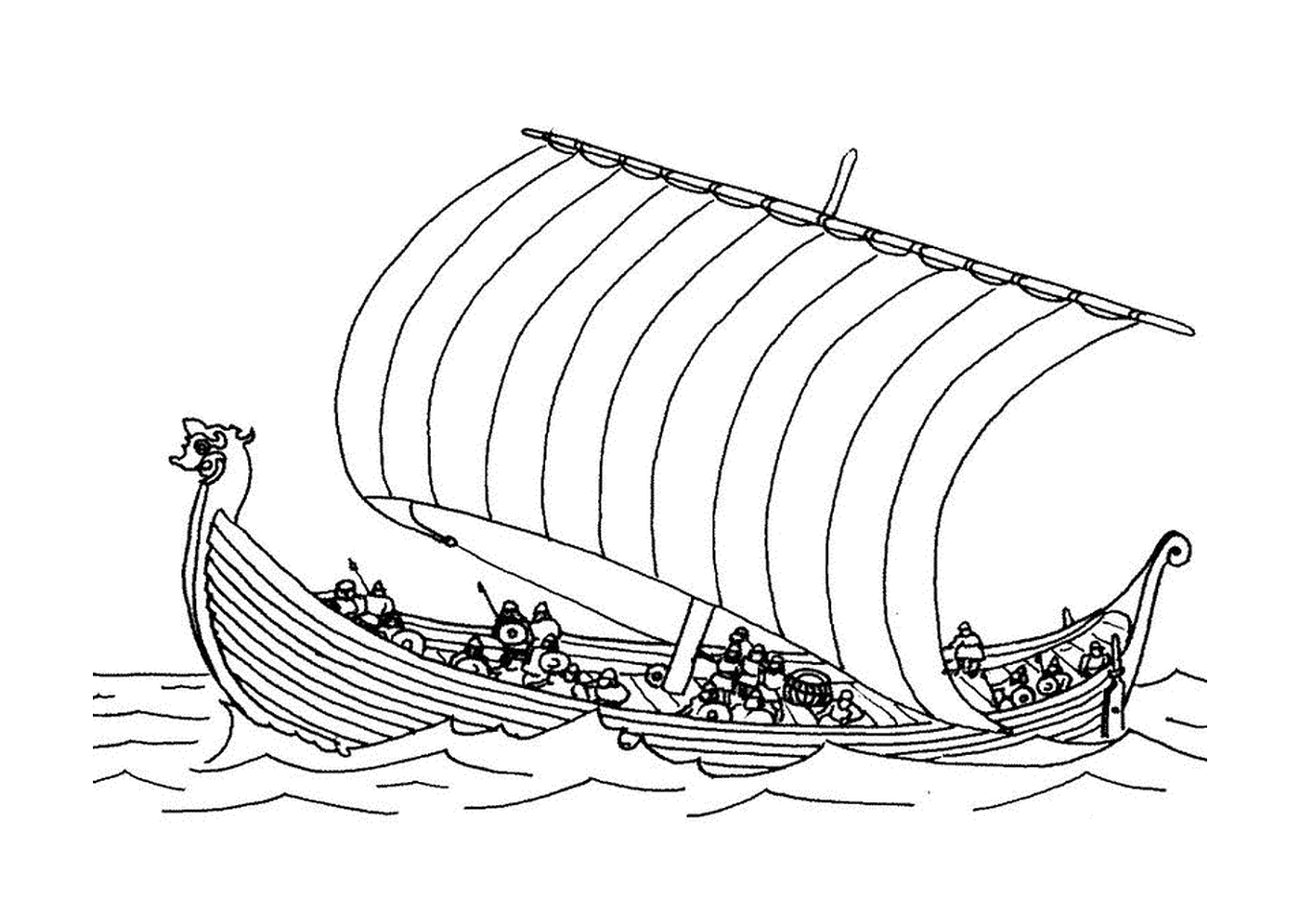   Un bateau drakkar sur l'eau 