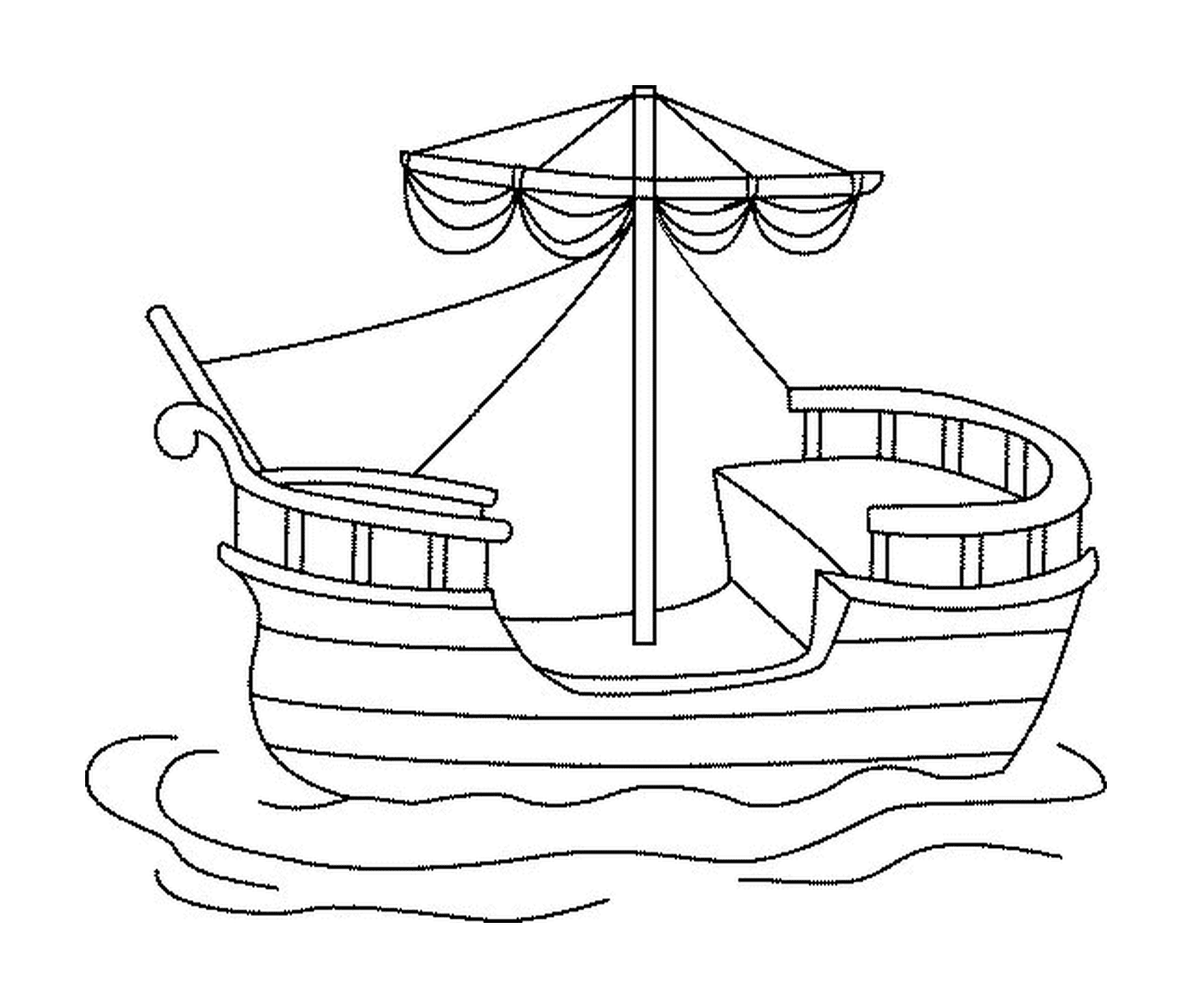   Un bateau flottant sur une étendue d'eau 