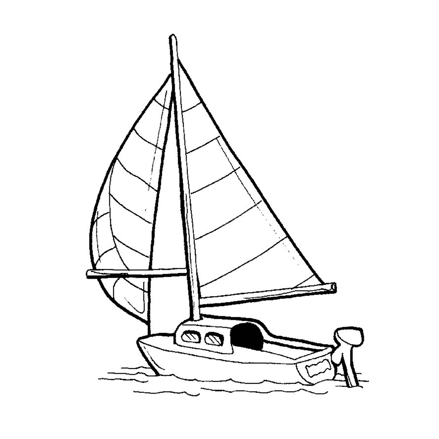   Un bateau de course est montré dans un dessin 