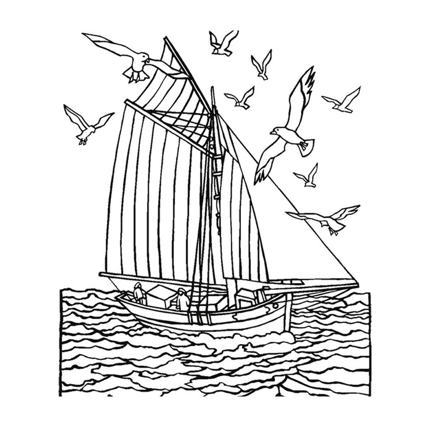   La mer avec un voilier 