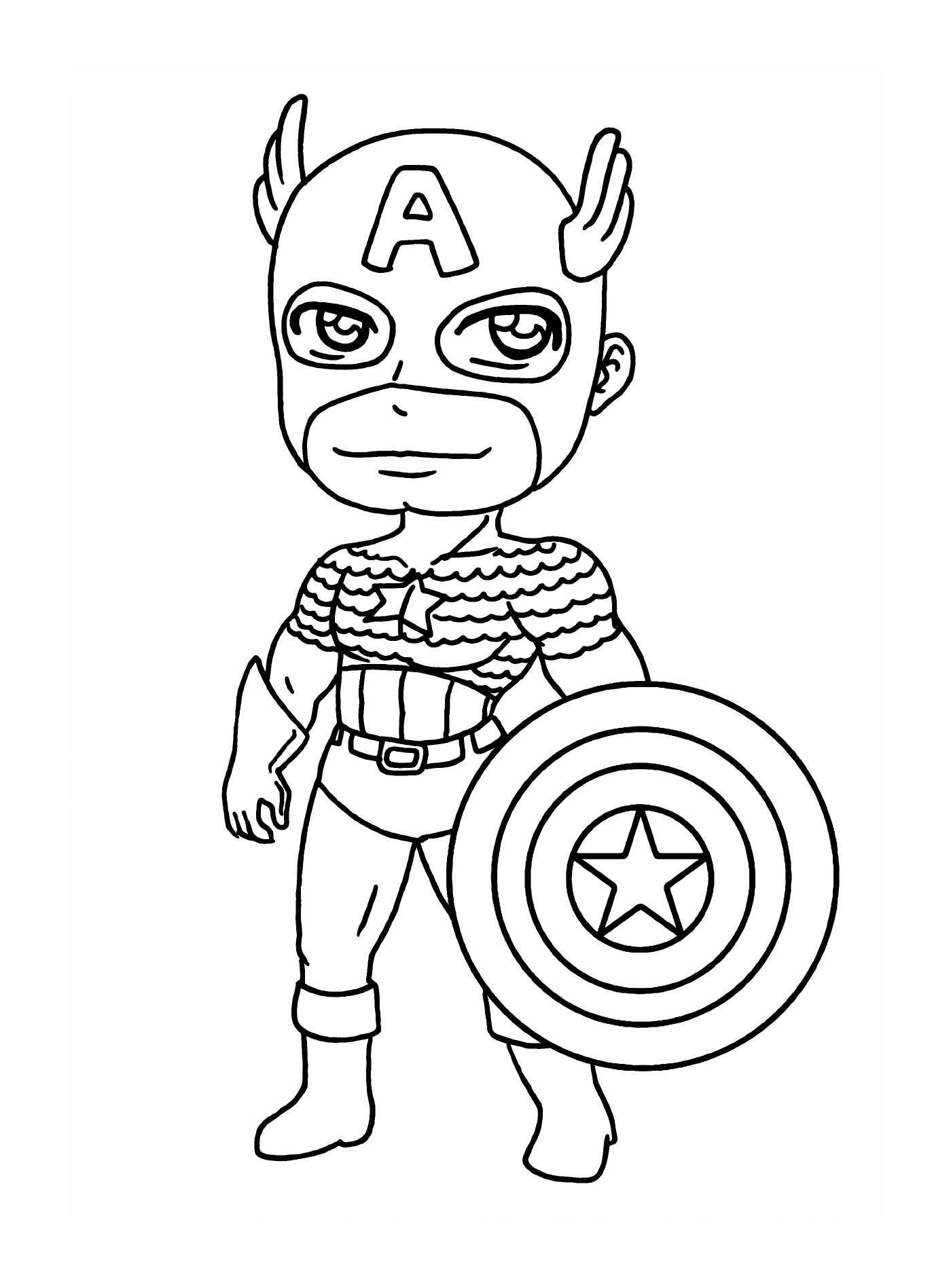   Garçon super-héros en costume de Captain America 