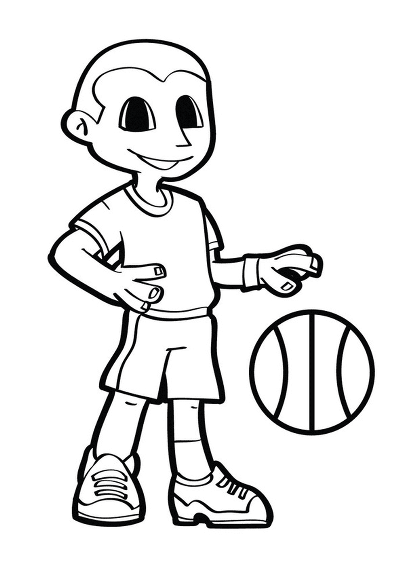   Garçon sportif jouant au basket 
