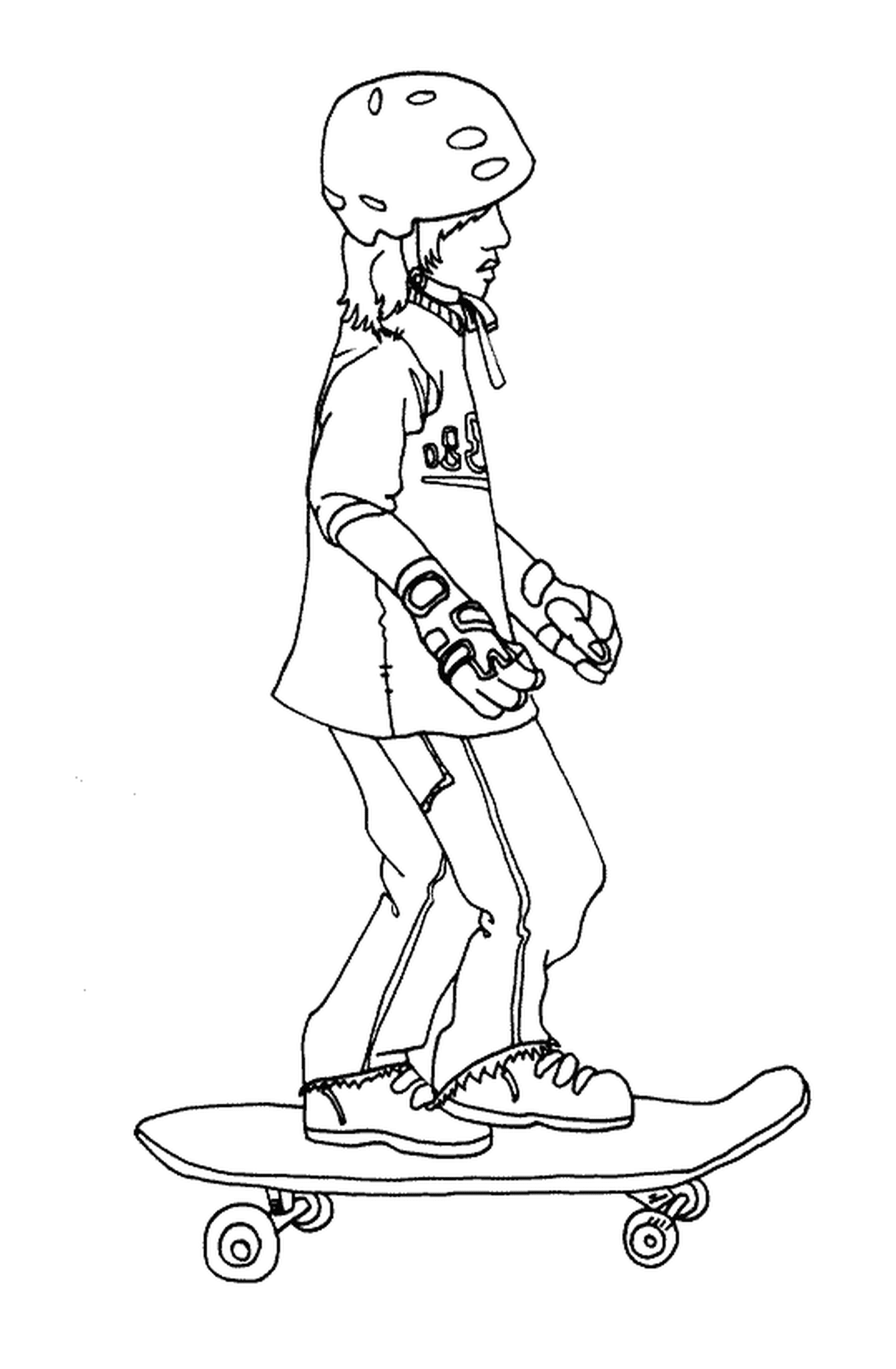   Garçon faisant du skateboard 