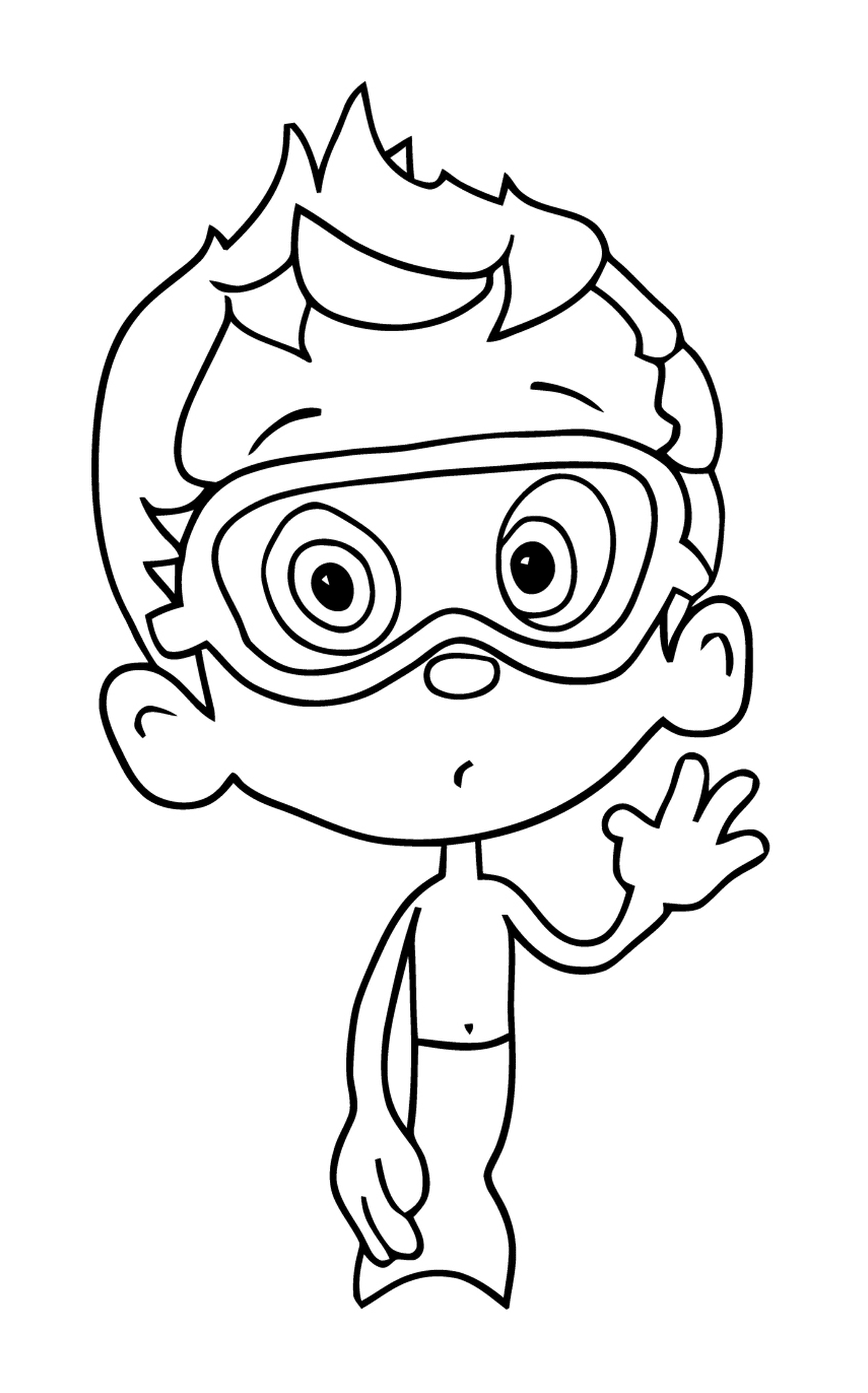   Un garçon portant des lunettes de plongée 