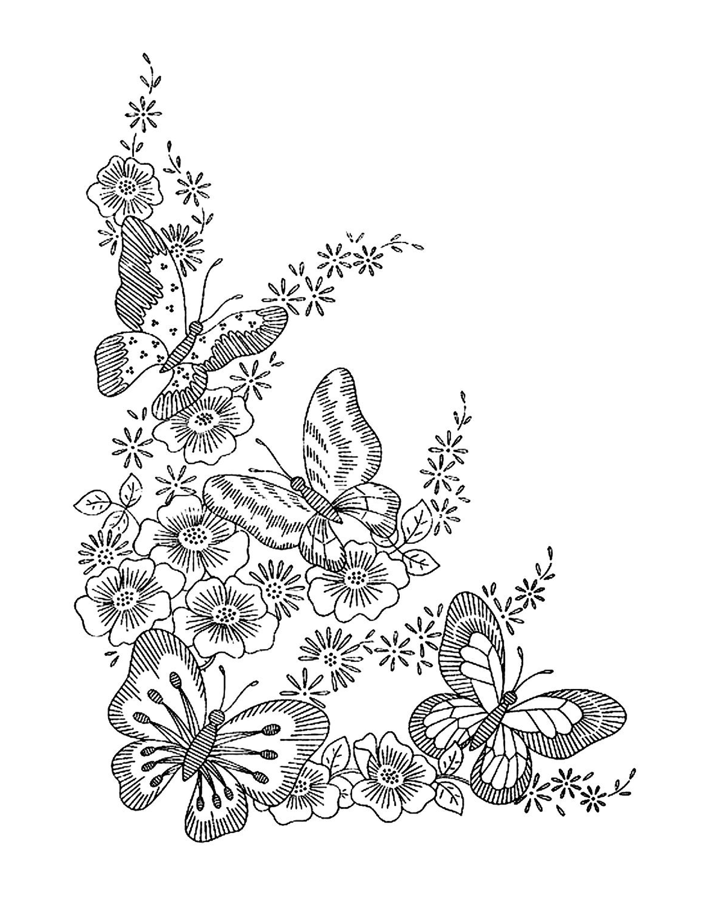   Papillons et fleurs magnifiques 