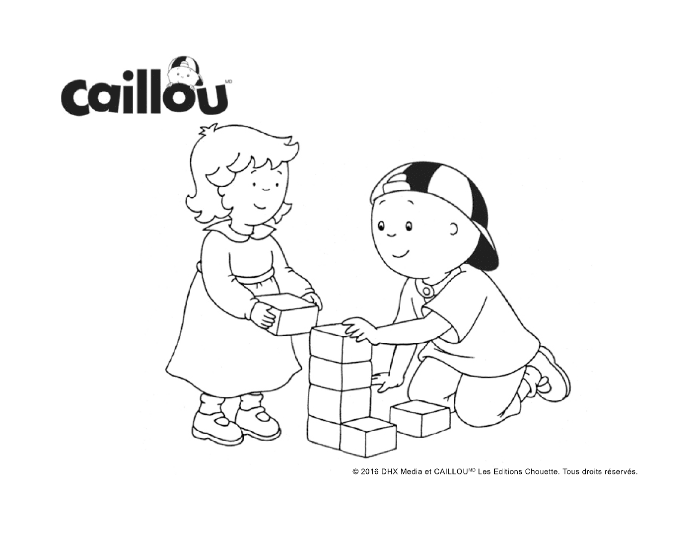   Jeu de blocs avec Caillou et sa petite sœur 