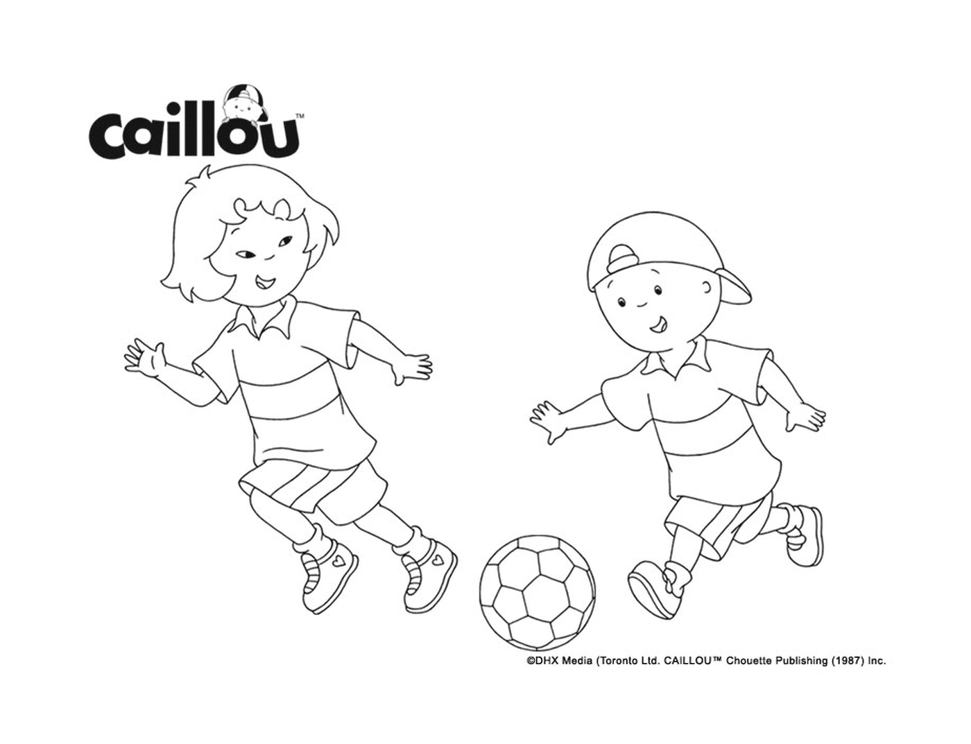   Caillou et Sarah jouent au foot pour se préparer à la Coupe du Monde de la FIFA 