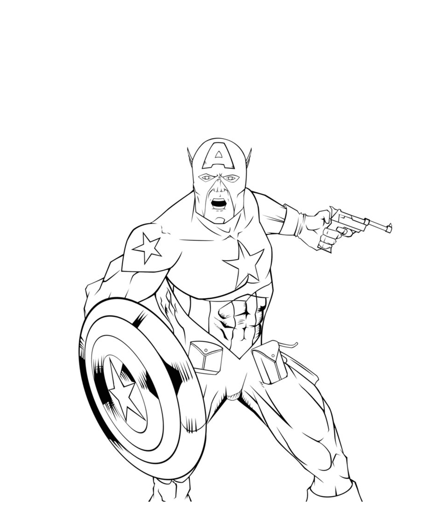   Captain America avec une arme 
