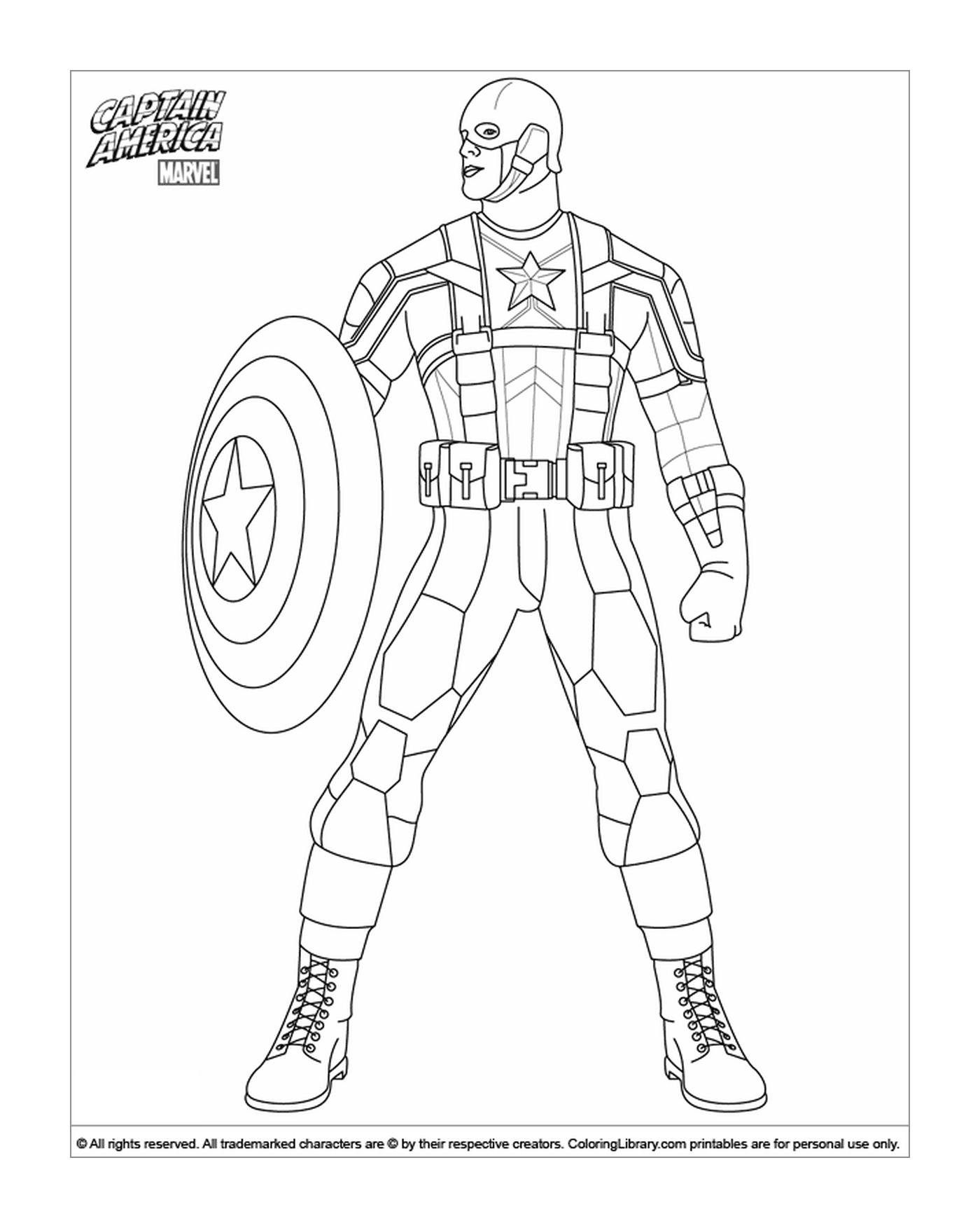   Homme en costume de Captain America colorié 