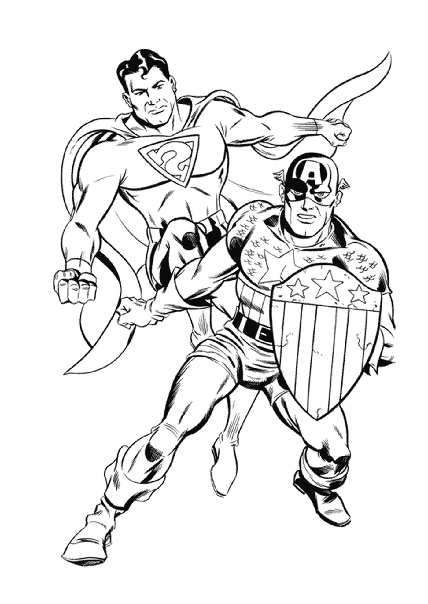   Image de deux super-héros, coloriage Captain America 35 