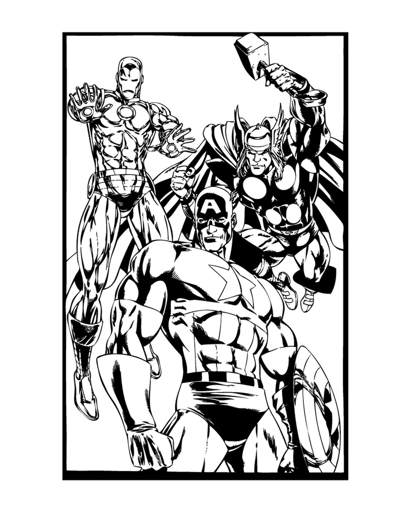   Trois super-héros, coloriage Captain America 221 