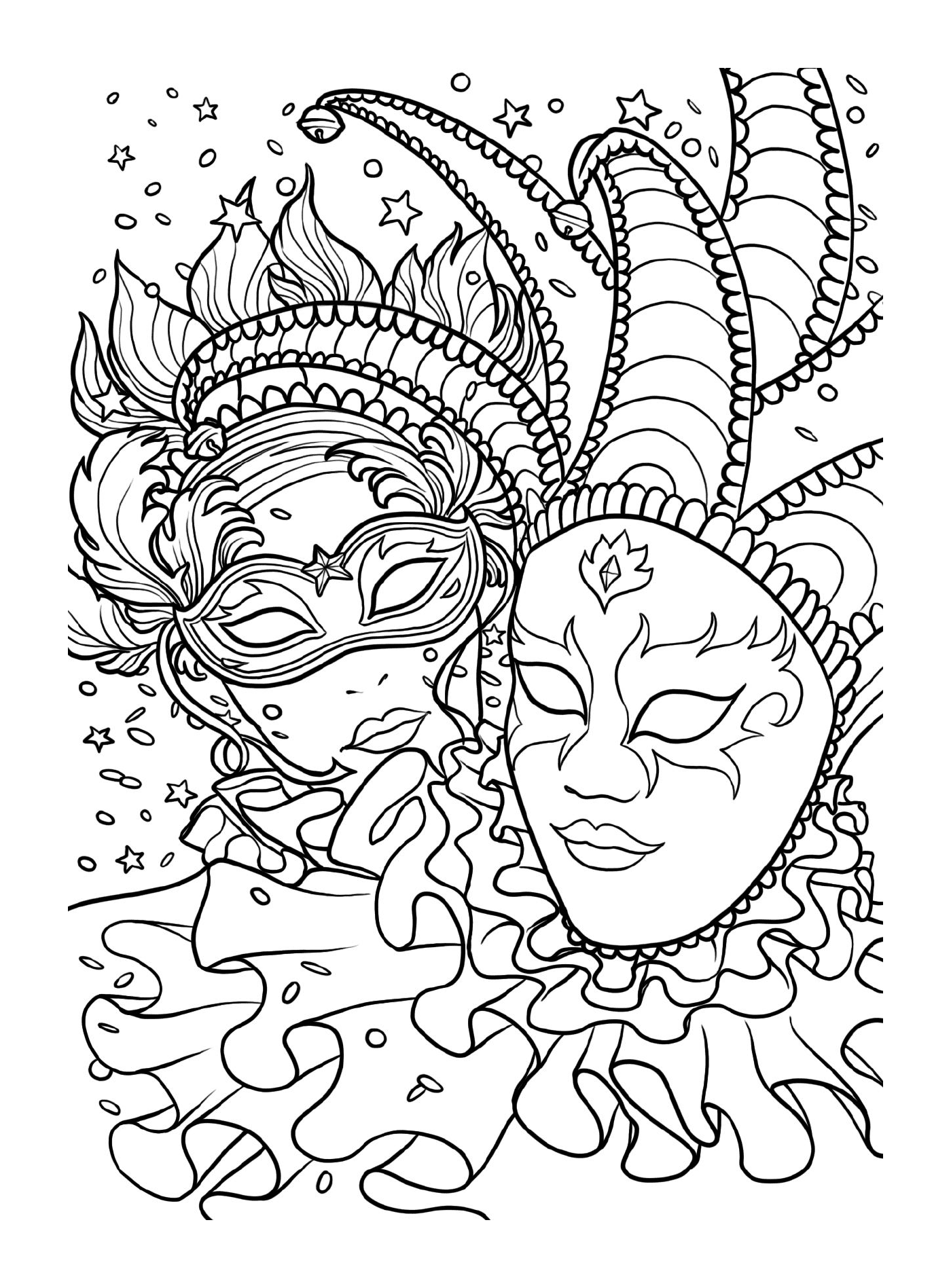   Carnaval masques, couple de personnes portant des masques 
