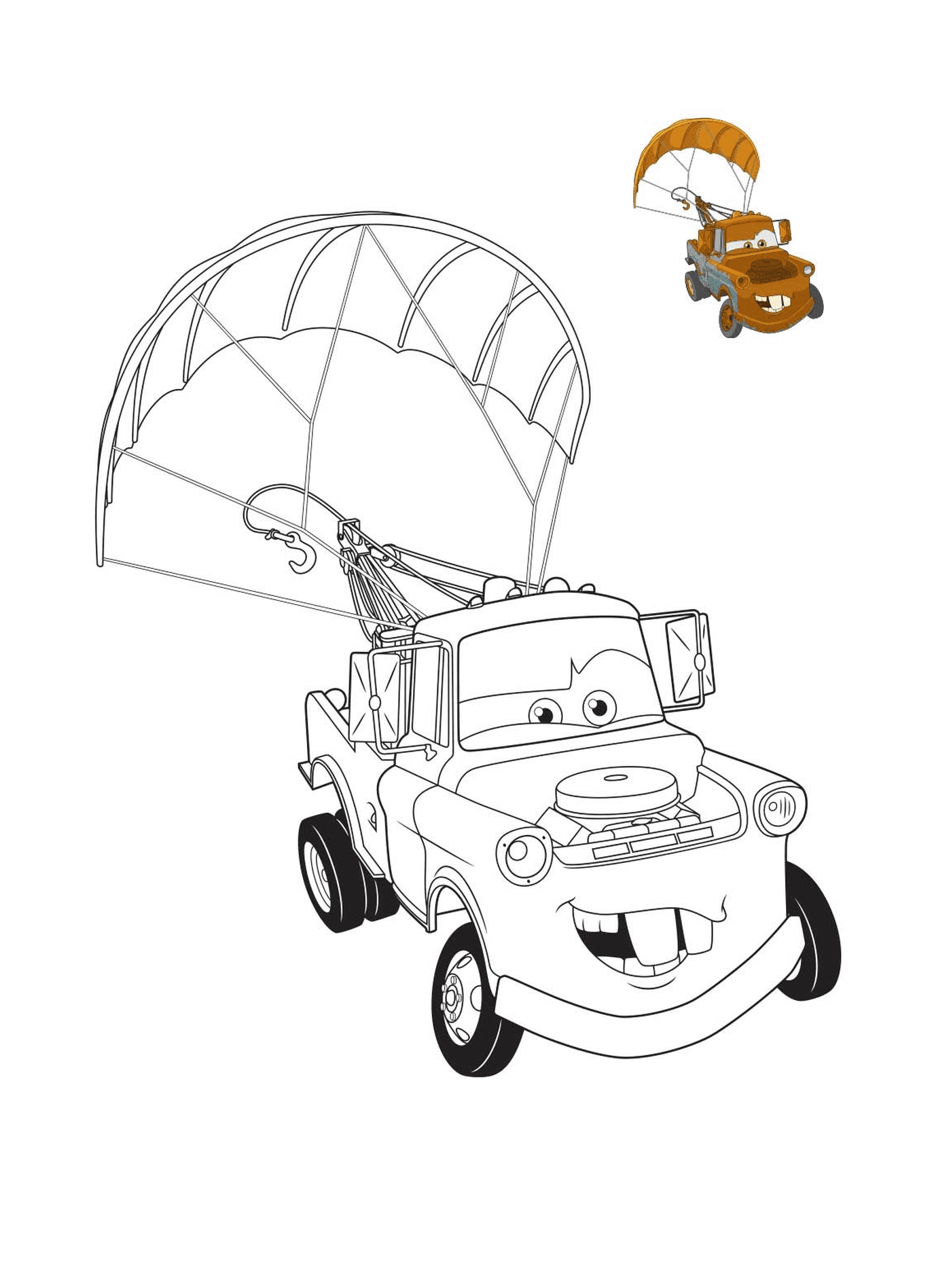   Film Cars 3, Martin la dépanneuse avec coloriage, un camion de remorquage avec un parachute 