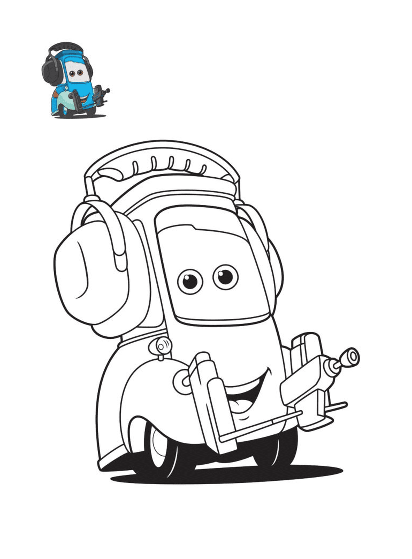   Cars 3, Guido, personnage du film Cars, une voiture avec des écouteurs 