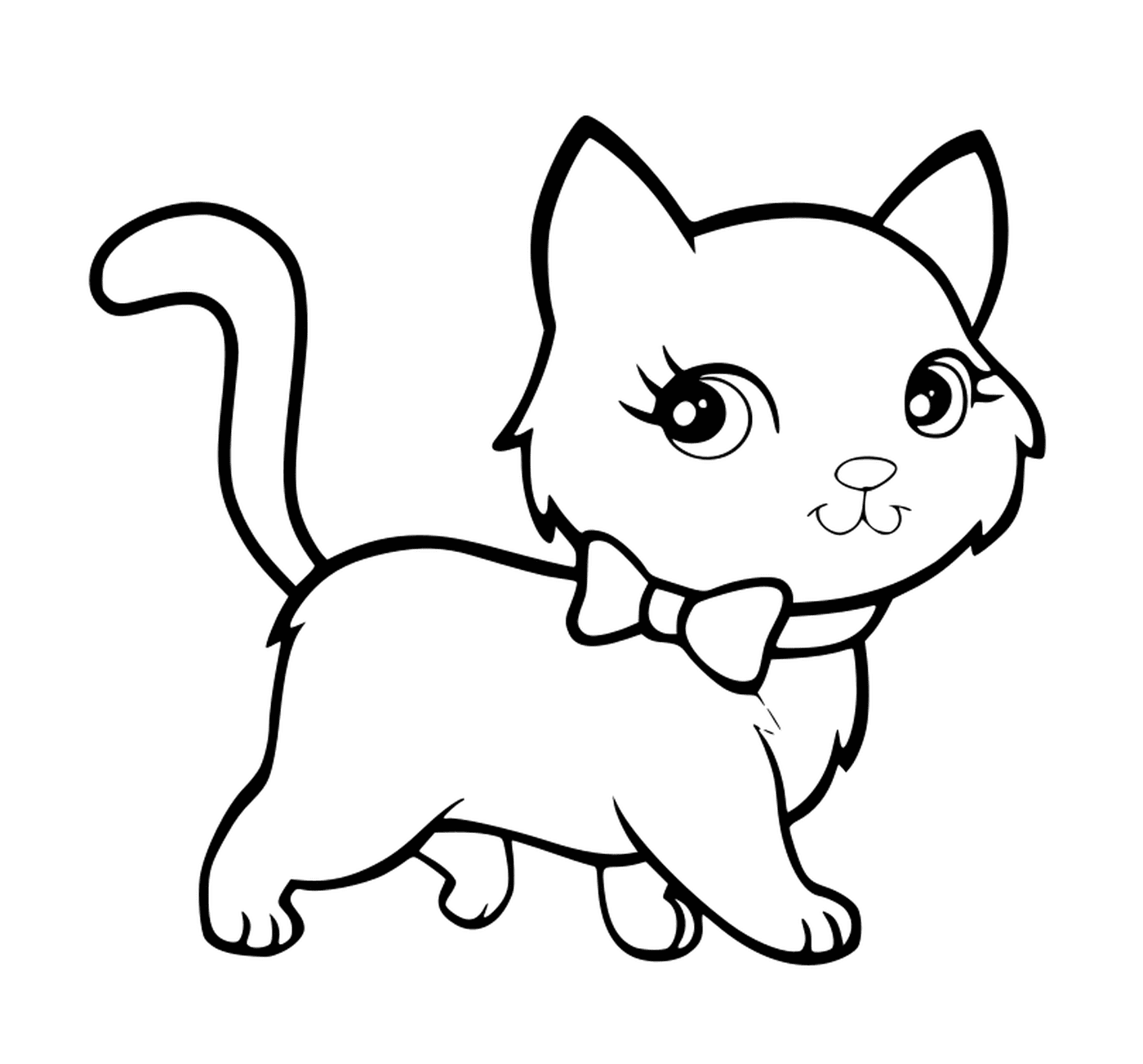   Un chat kawaii super mignon marchant de manière élégante 