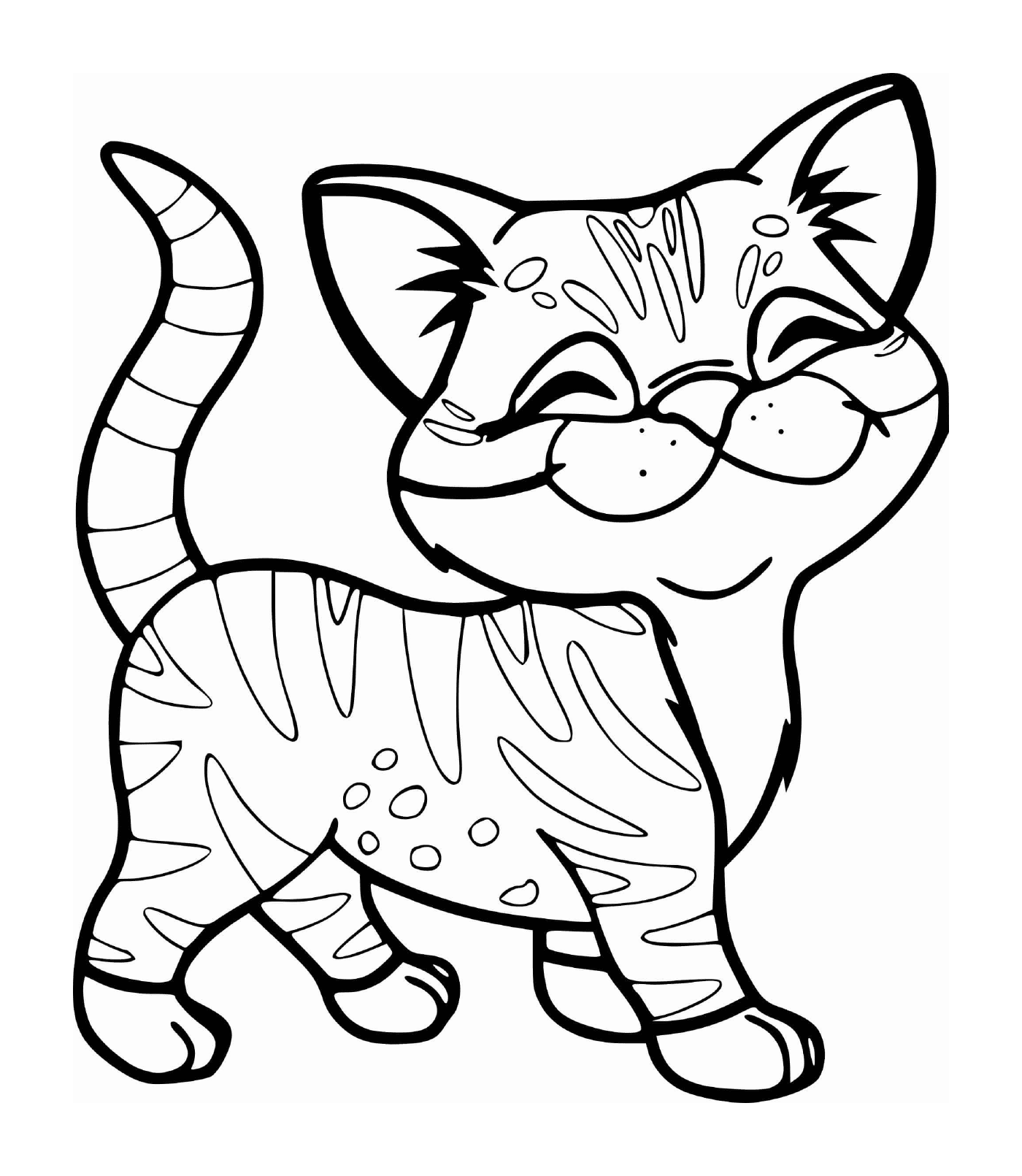   Un chaton mignon avec une rayure de tigre qui sourit 