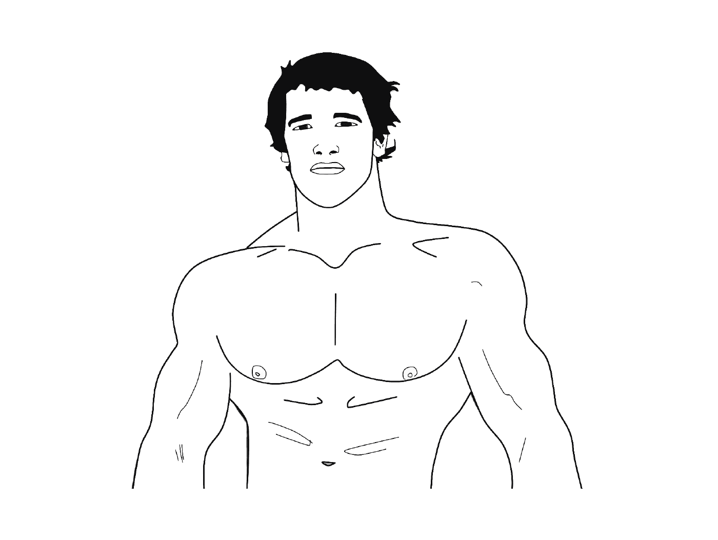   Un homme sans chemise 