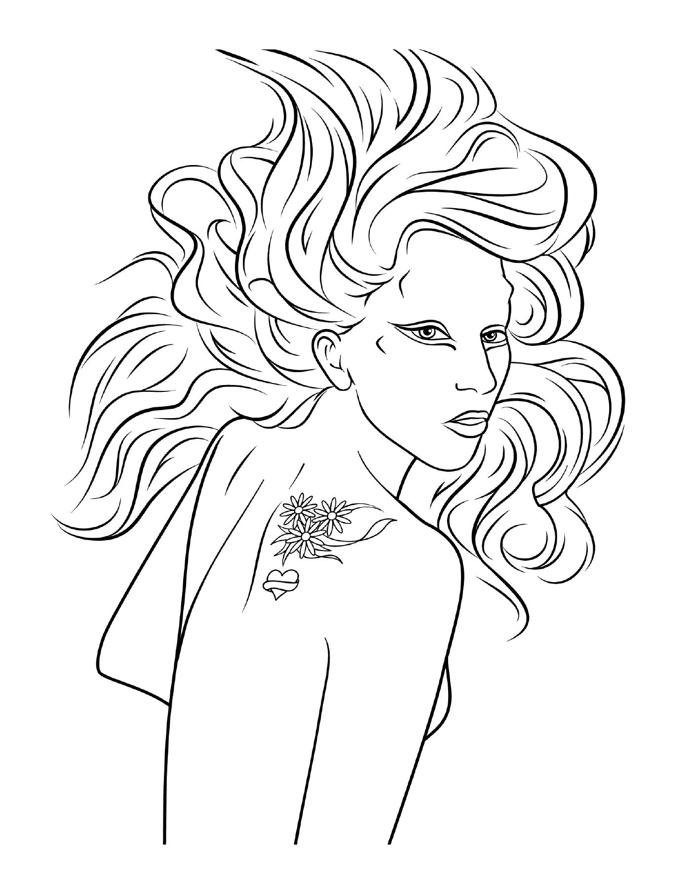   Une femme aux cheveux longs 