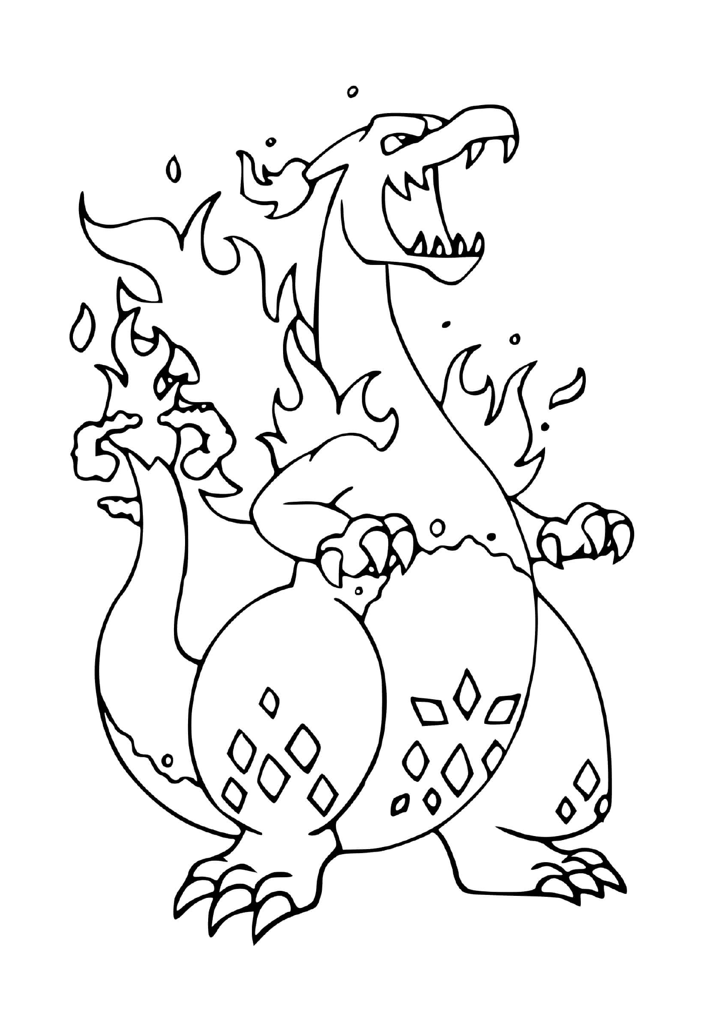   Dracaufeu Pokémon avec des flammes 