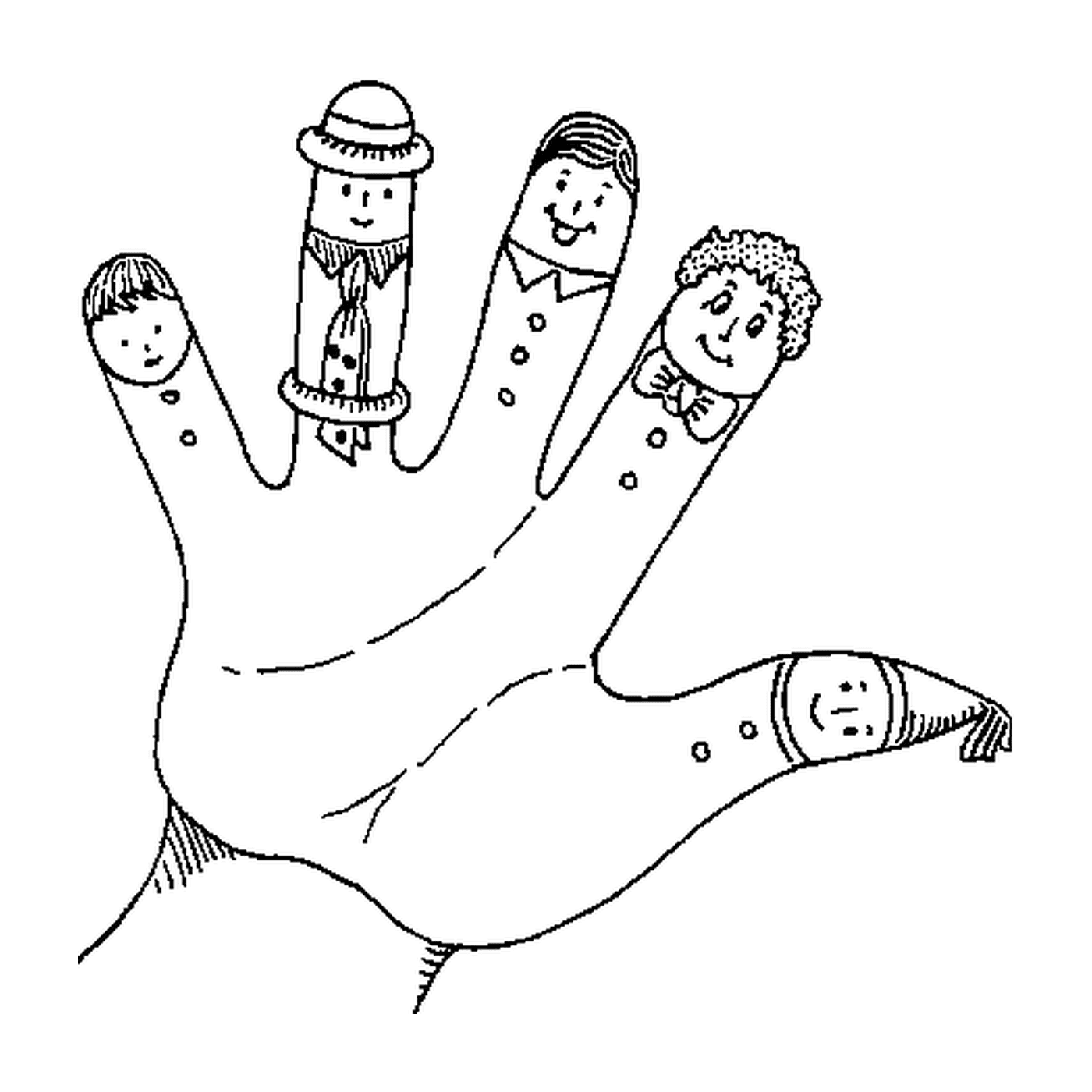   main enfant avec marionnettes 