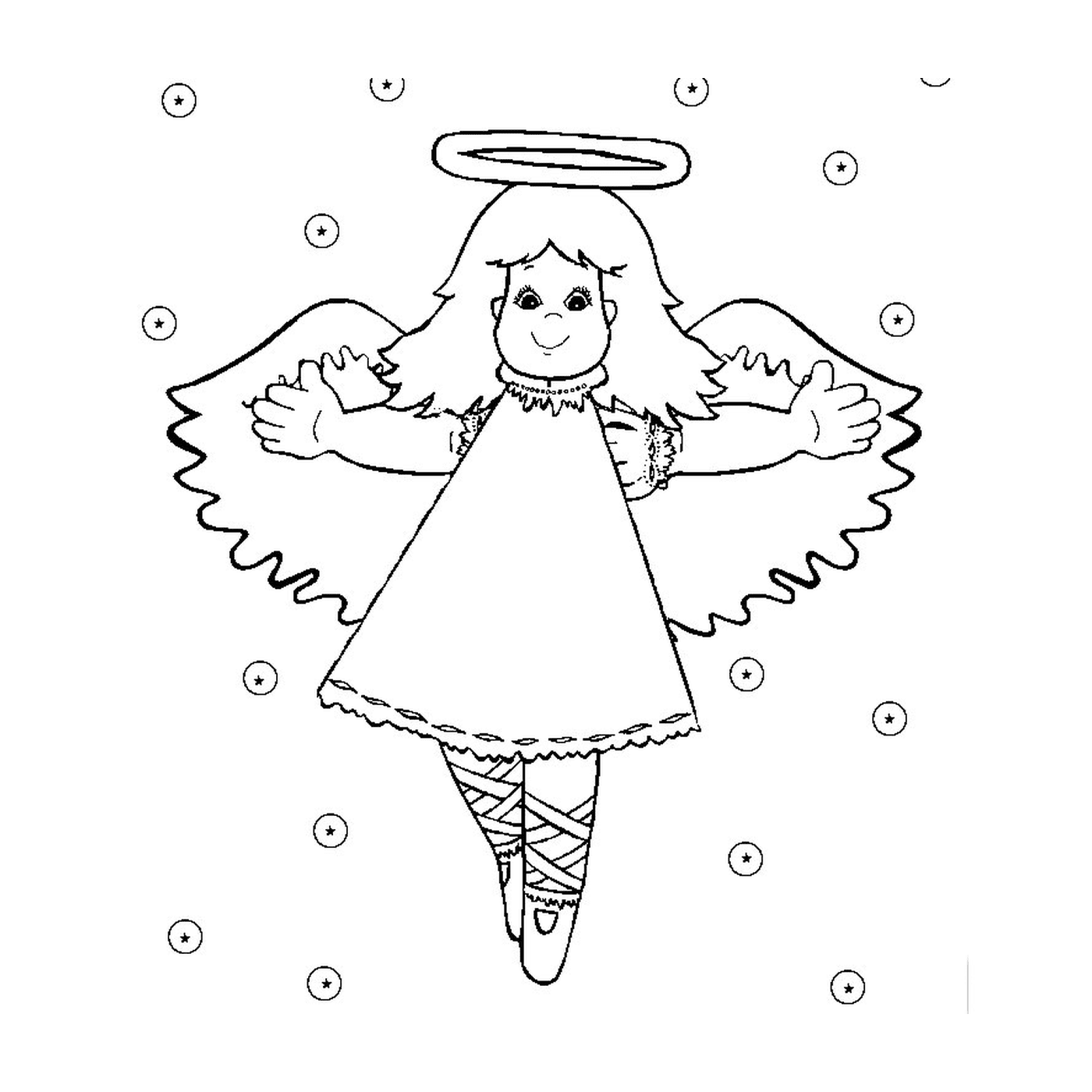   Une petite fille déguisée en ange 