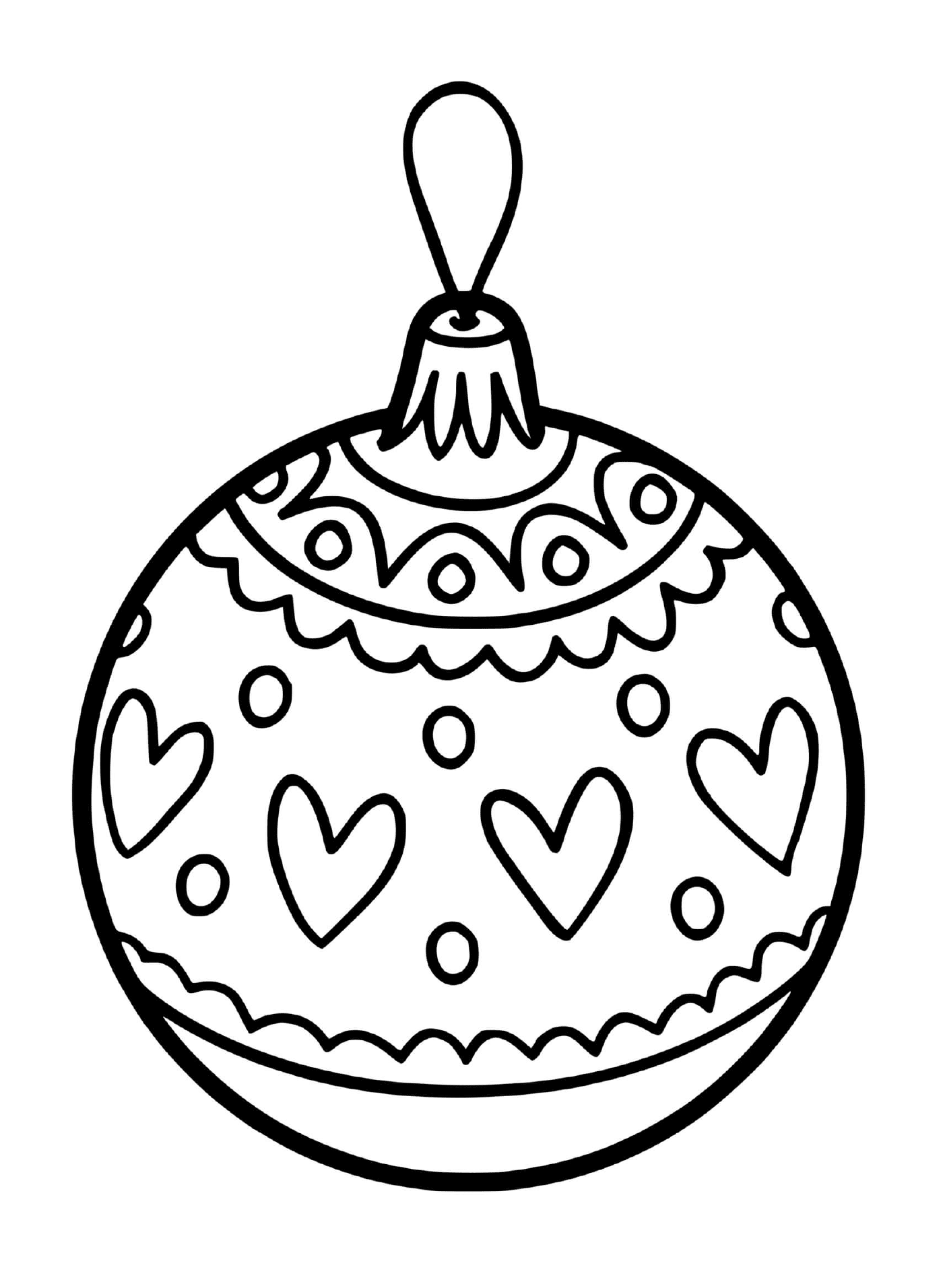   Une boule de Noël pour sapin en forme de cœurs 