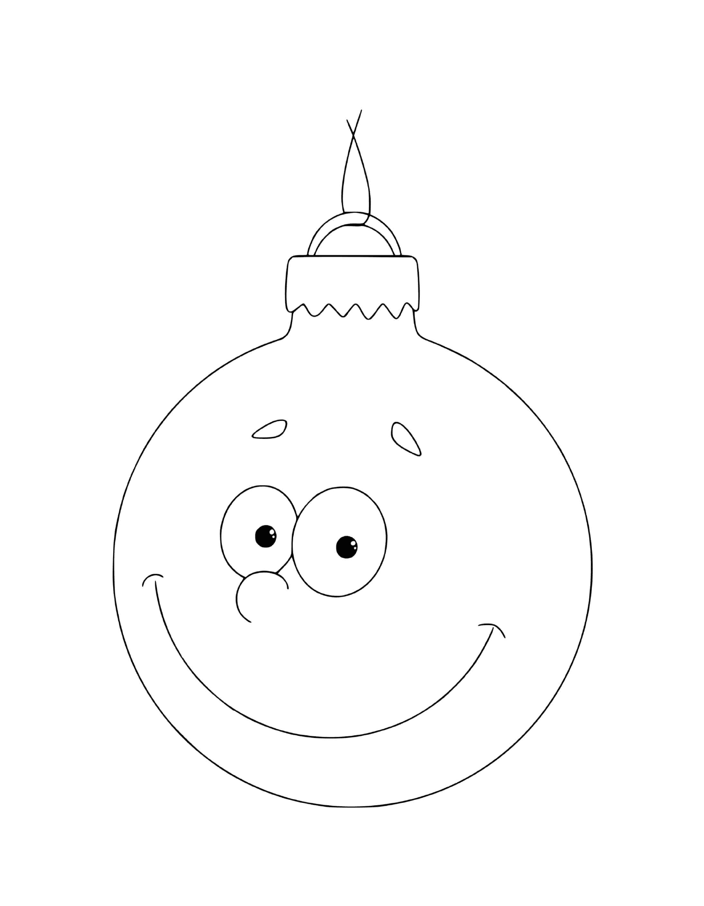   Une boule de Noël avec des yeux et un sourire 
