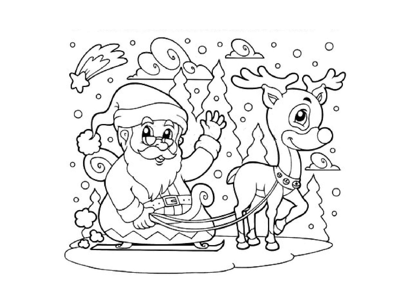   Père Noël et son renne, Furie, Prancer 