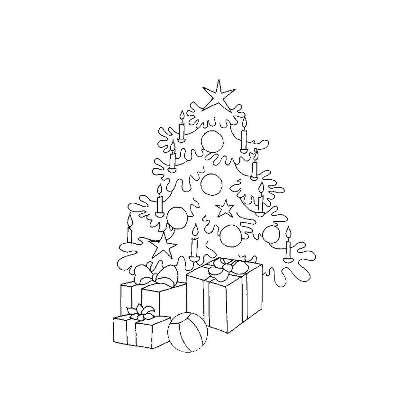   Un sapin de Noël et des cadeaux 