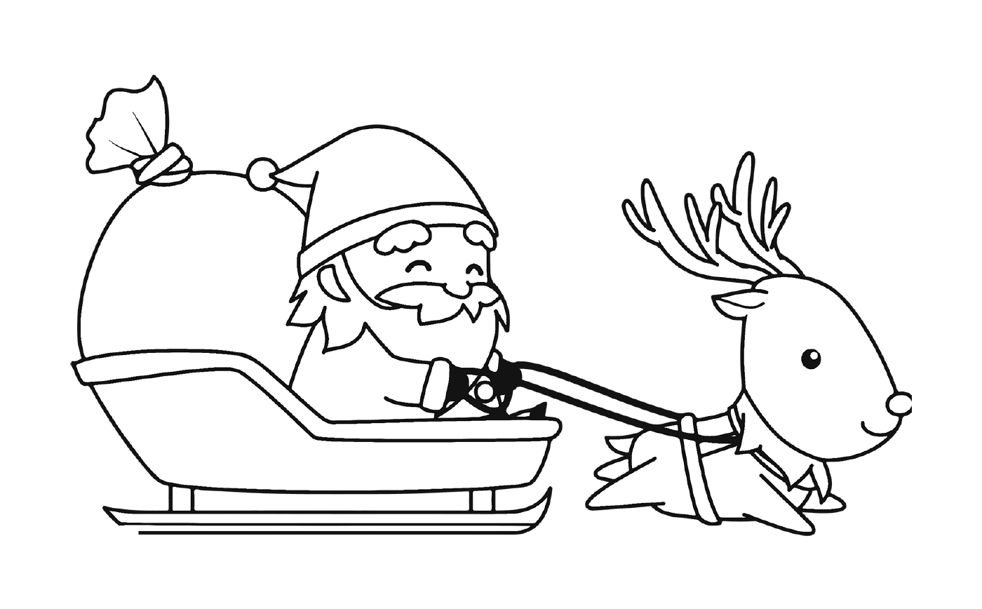  père Noël en route pour distribuer les cadeaux