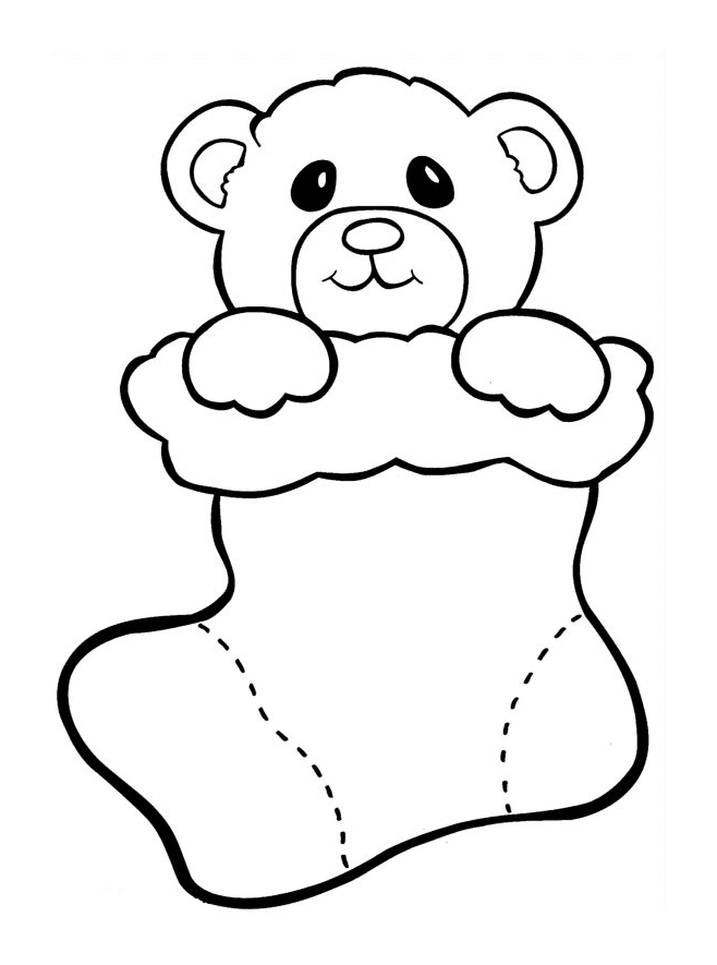   ours en peluche dans chaussette 