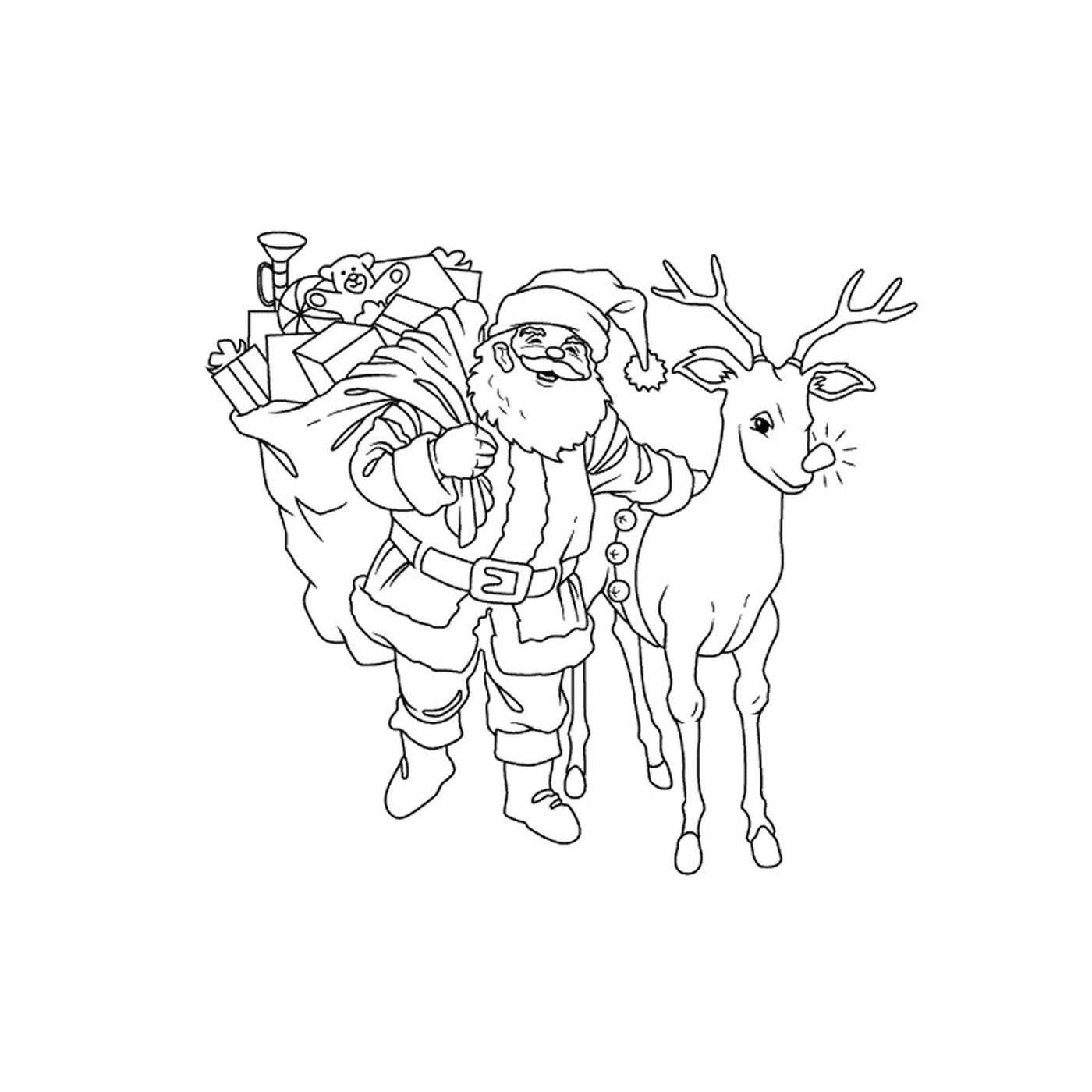   Père Noël avec ses rennes 