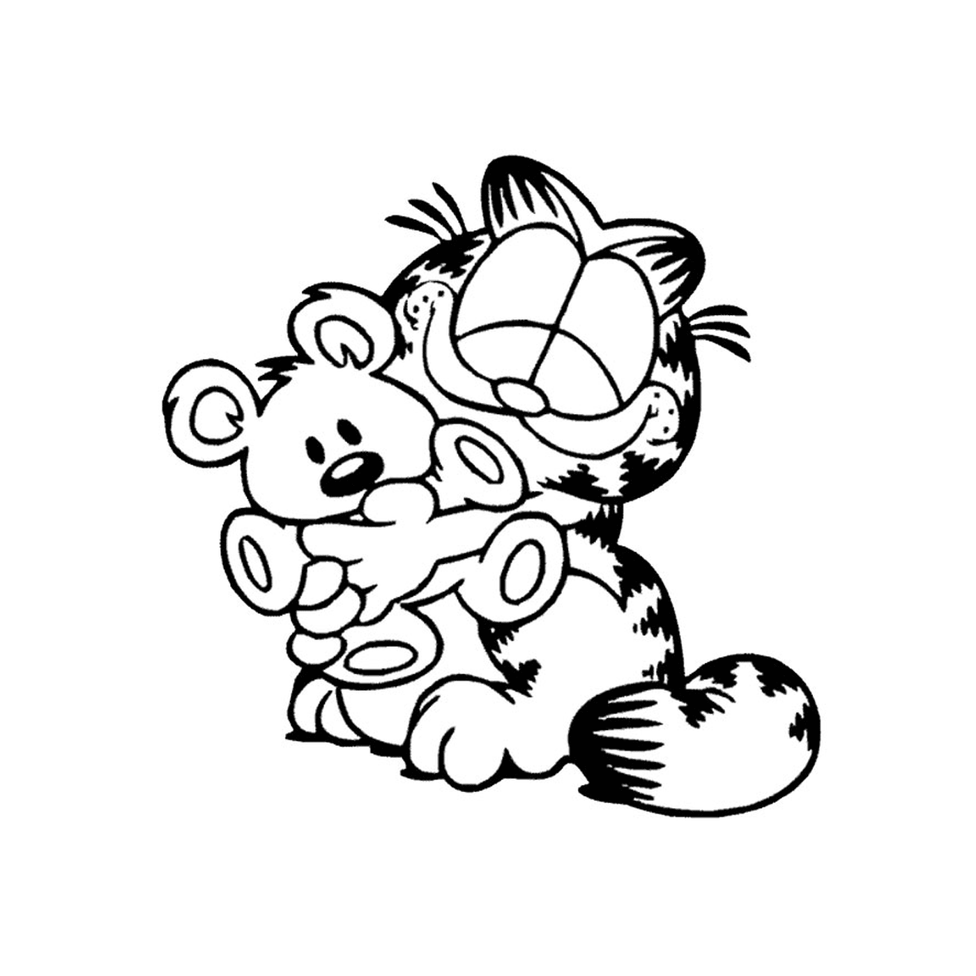   Garfield tenant un nounours 