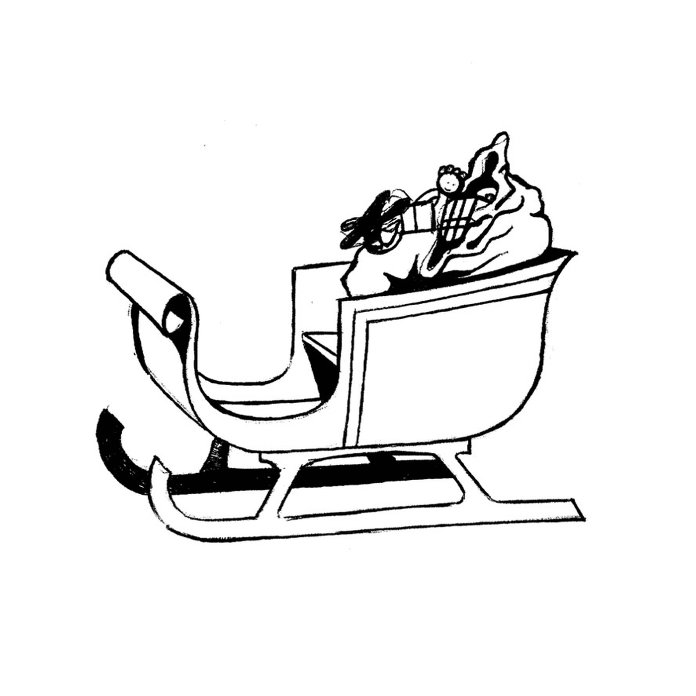   Chat assis dans un traîneau 